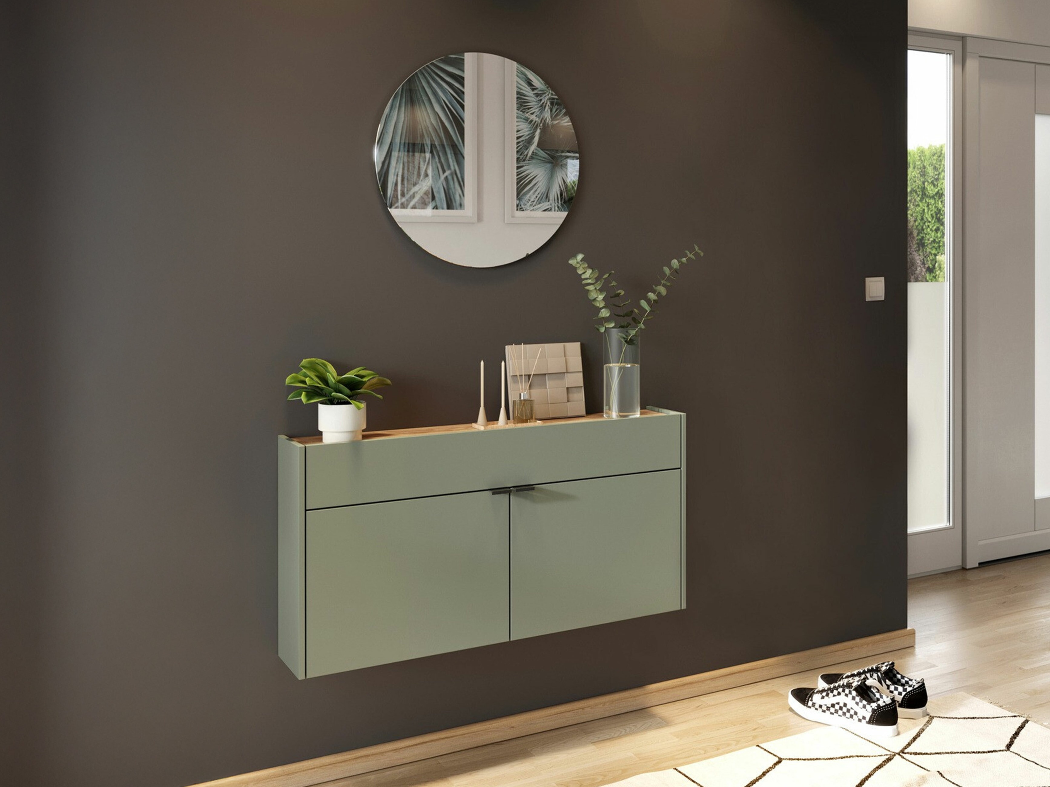 Set za hodnik Cirsale 106 (Zagasito zelena + Navarra hrast)