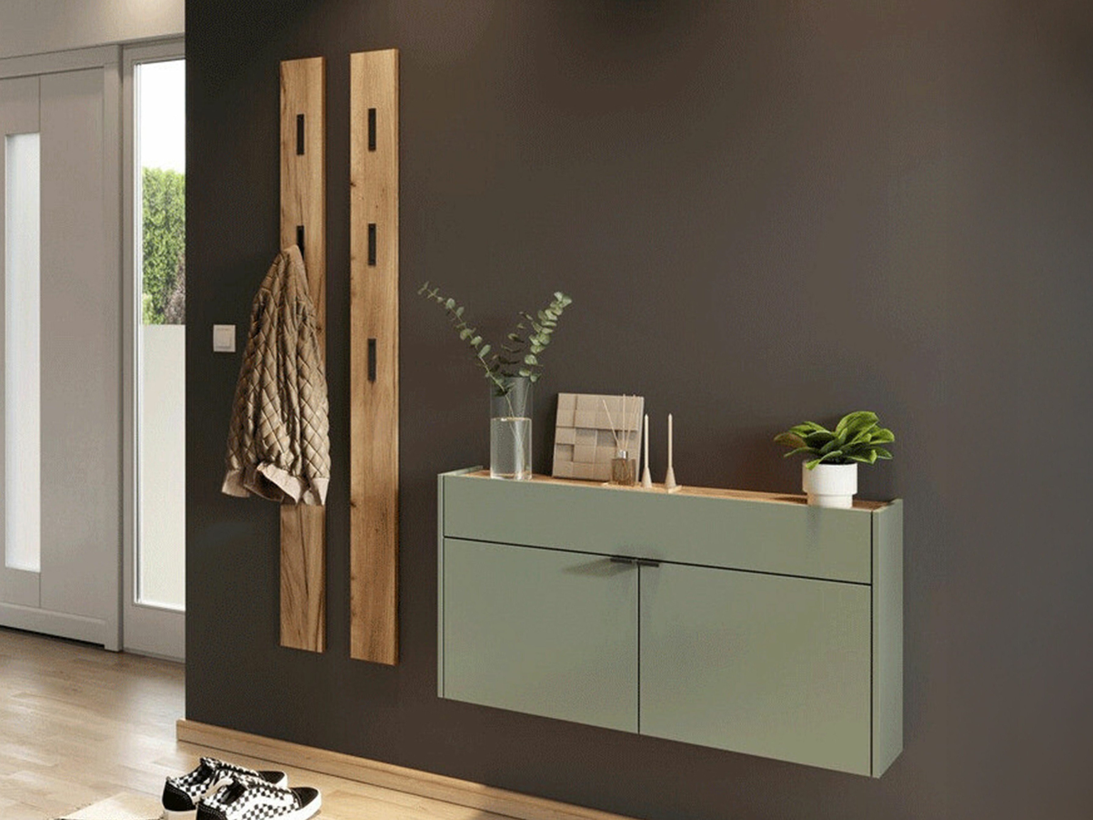 Set za hodnik Cirsale 107 (Zagasito zelena + Navarra hrast)