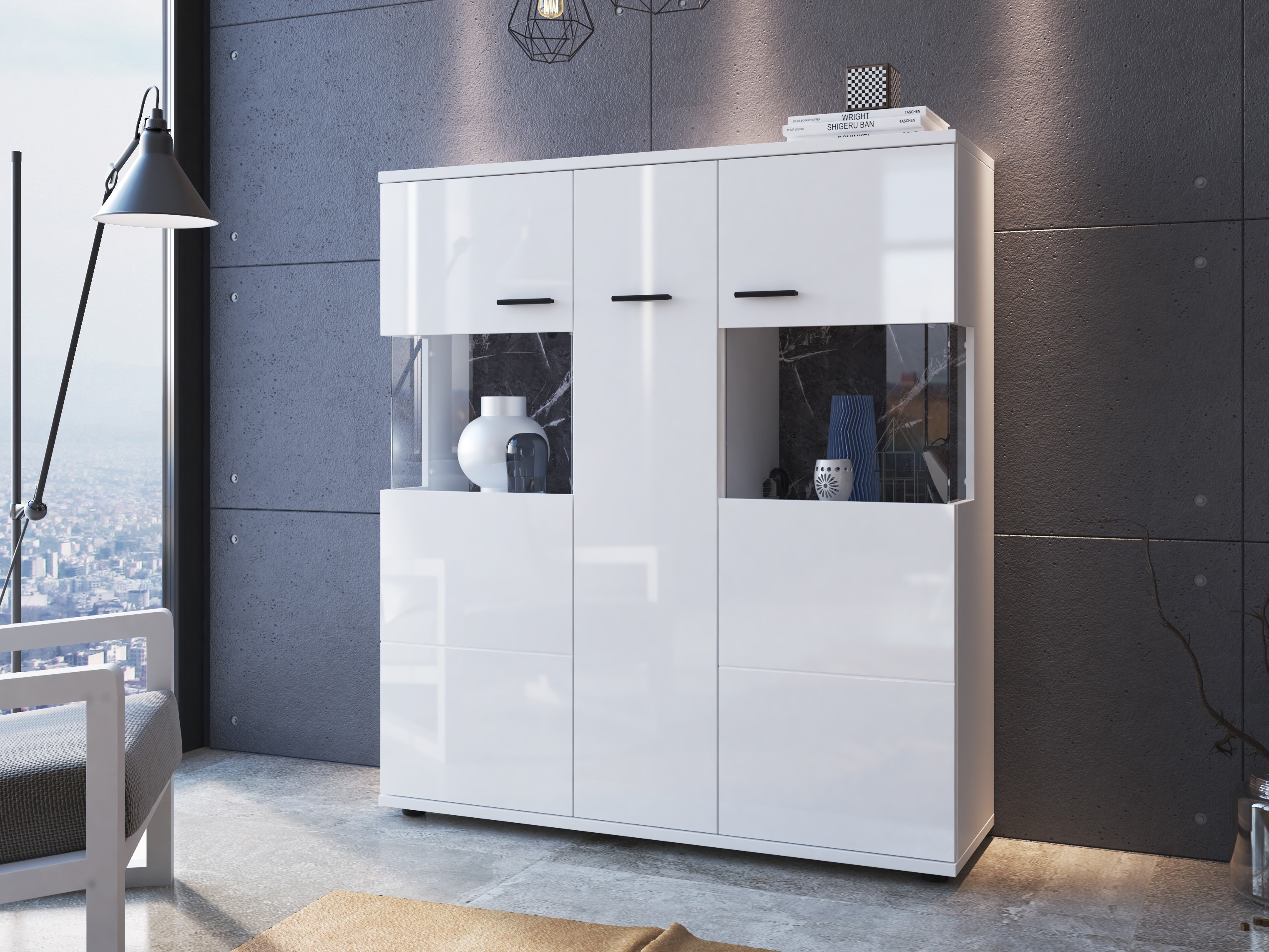 Polica Ontario 169 (Sjajno bijela + Bijela)