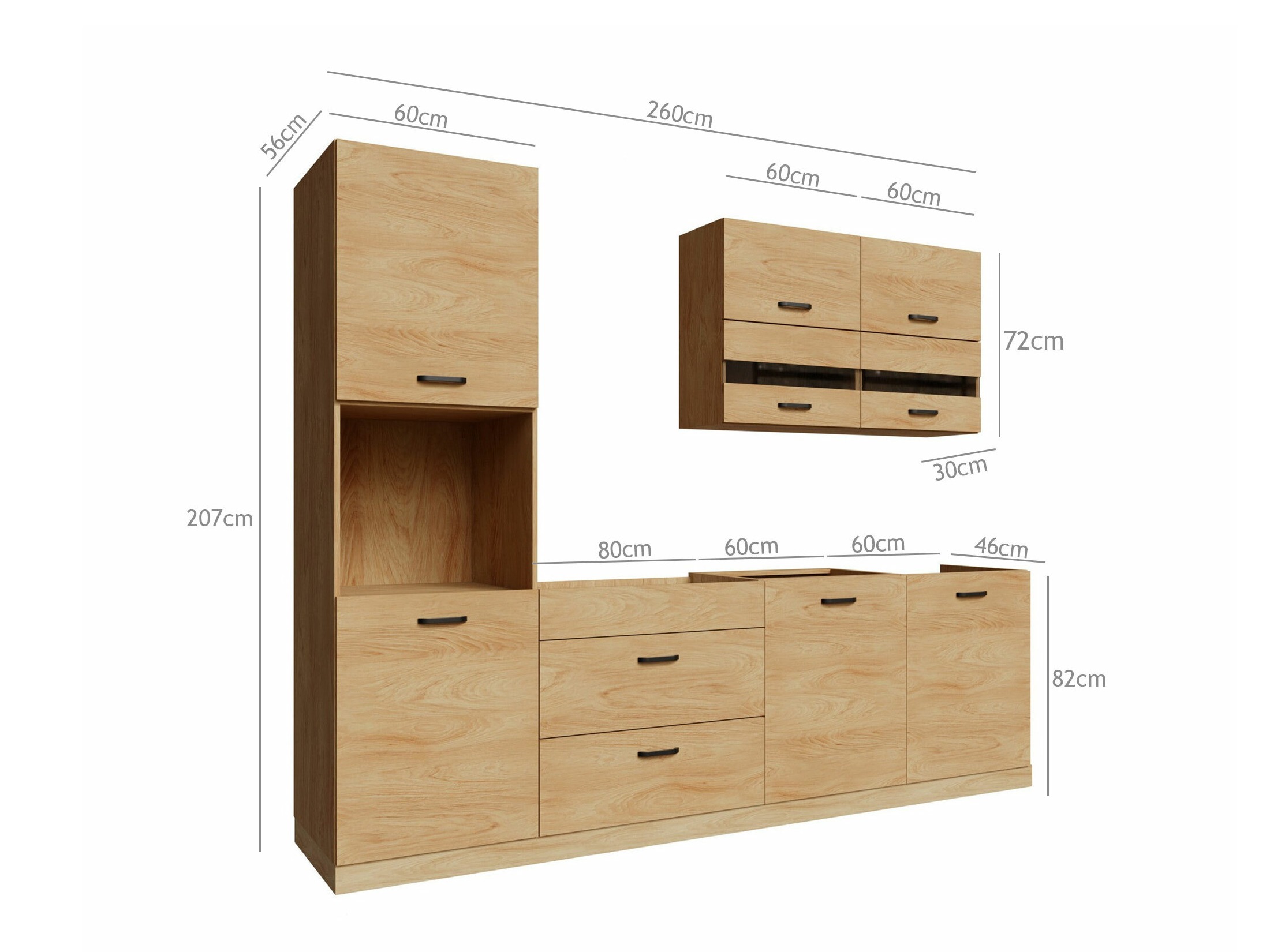 Modularan kuhinjski set Amper Oak 168
