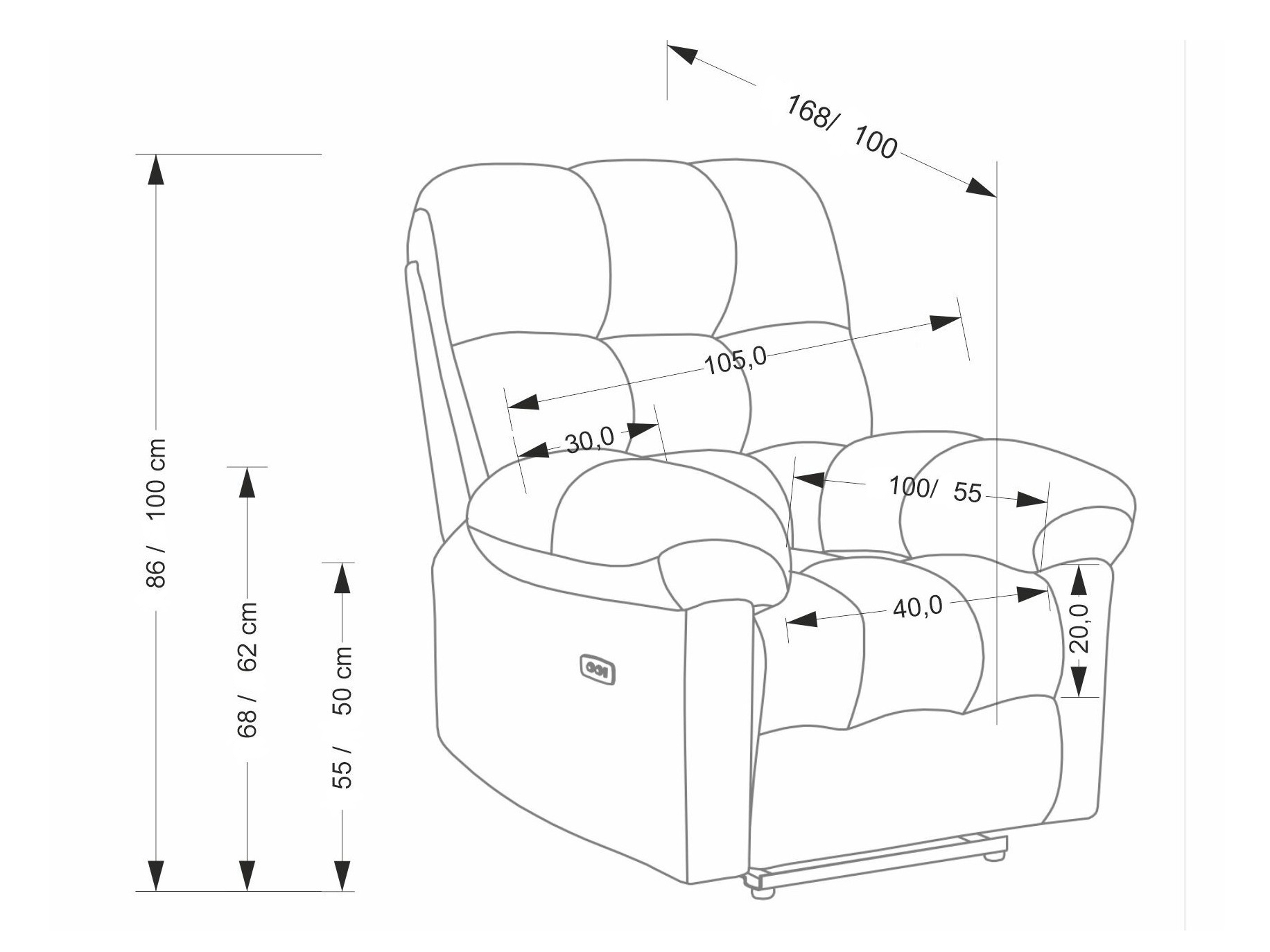 Podesiva fotelja Houston 2080 (Siva)