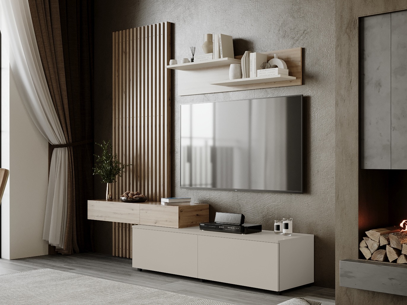 Set za dnevni boravak Houston 2086 (Hrast Artisan + Kašmir)