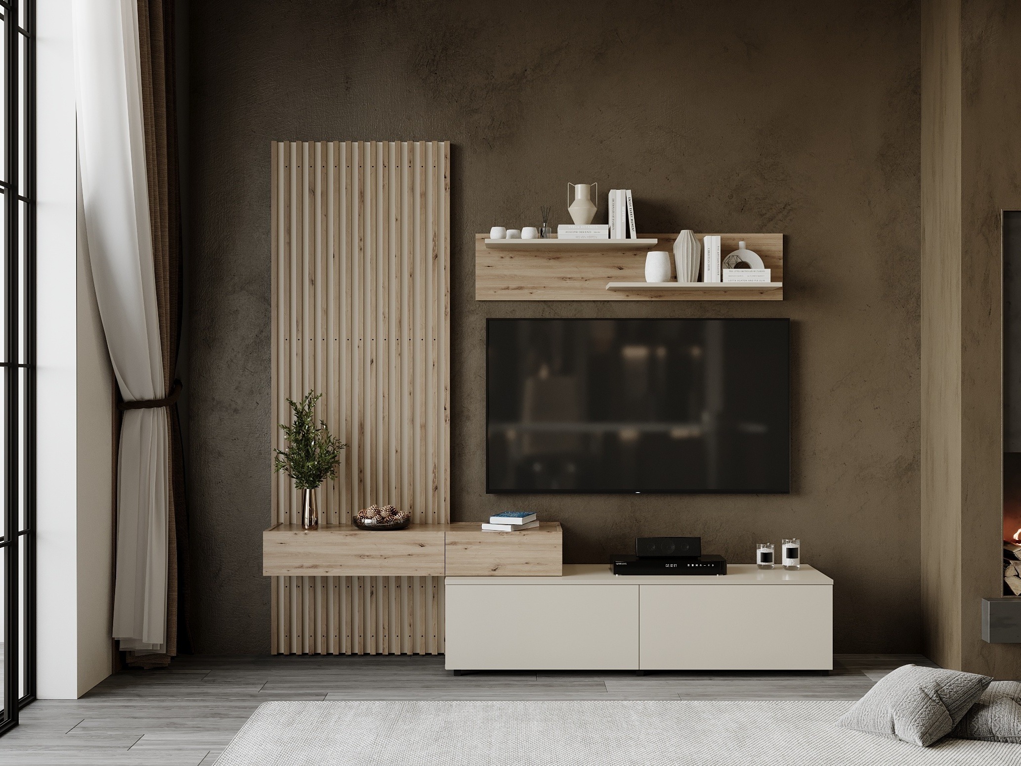 Set za dnevni boravak Houston 2086 (Hrast Artisan + Kašmir)