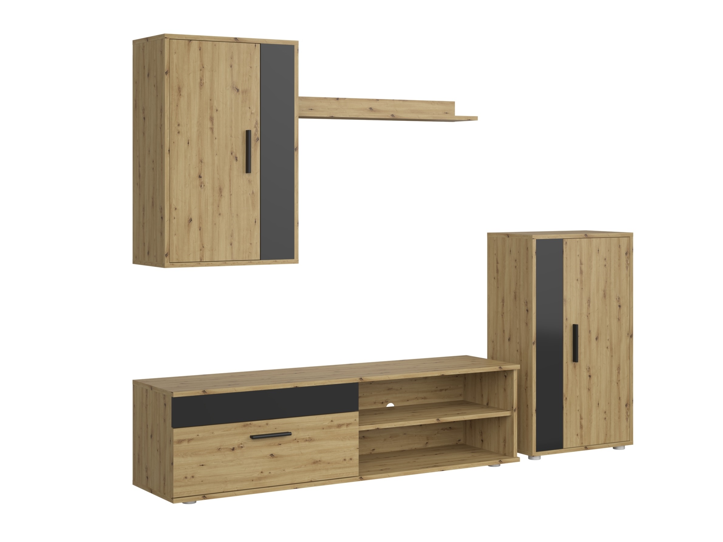 Set za dnevni boravak Houston 2087 (Crna + Hrast Artisan)