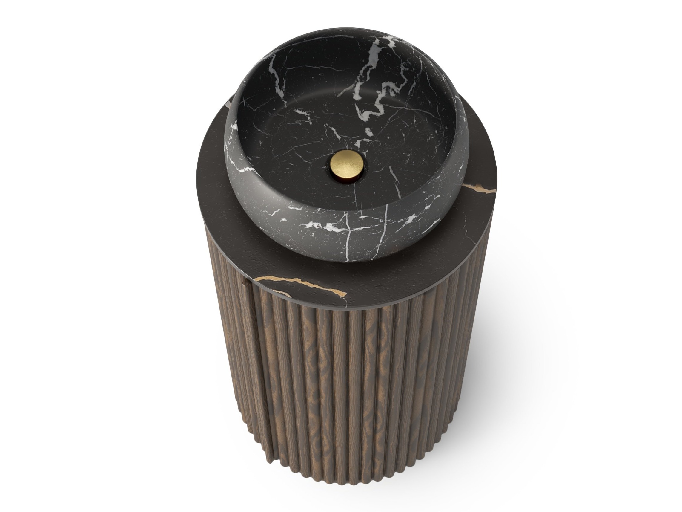 Samostojeći kupaonski ormarić za umivaonik Burleson 503 (Orah + Crna)