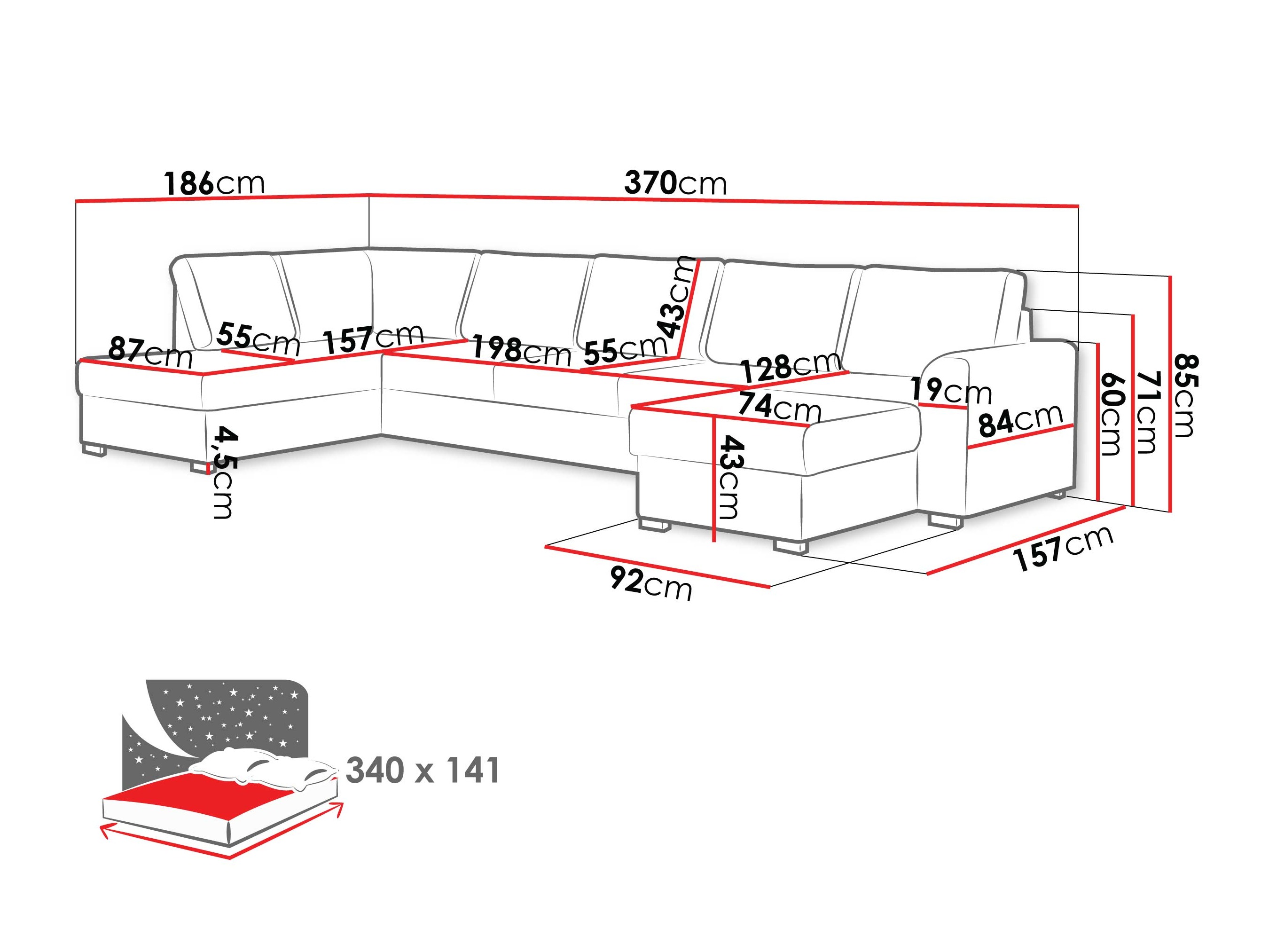 Kutna garnitura Comfivo Flumen III (Piano 26)