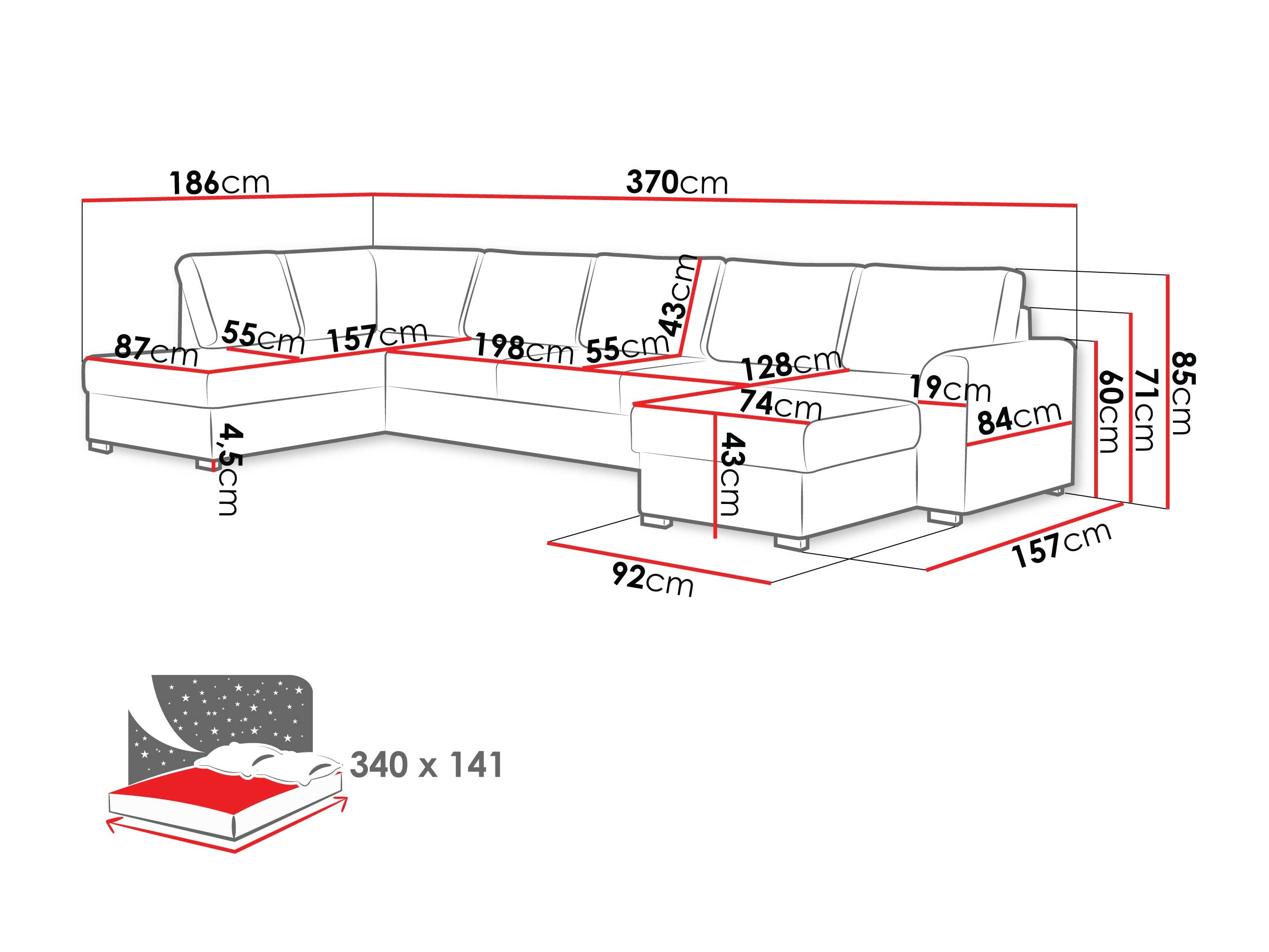Kutna garnitura Comfivo Flumen III (Piano 28)