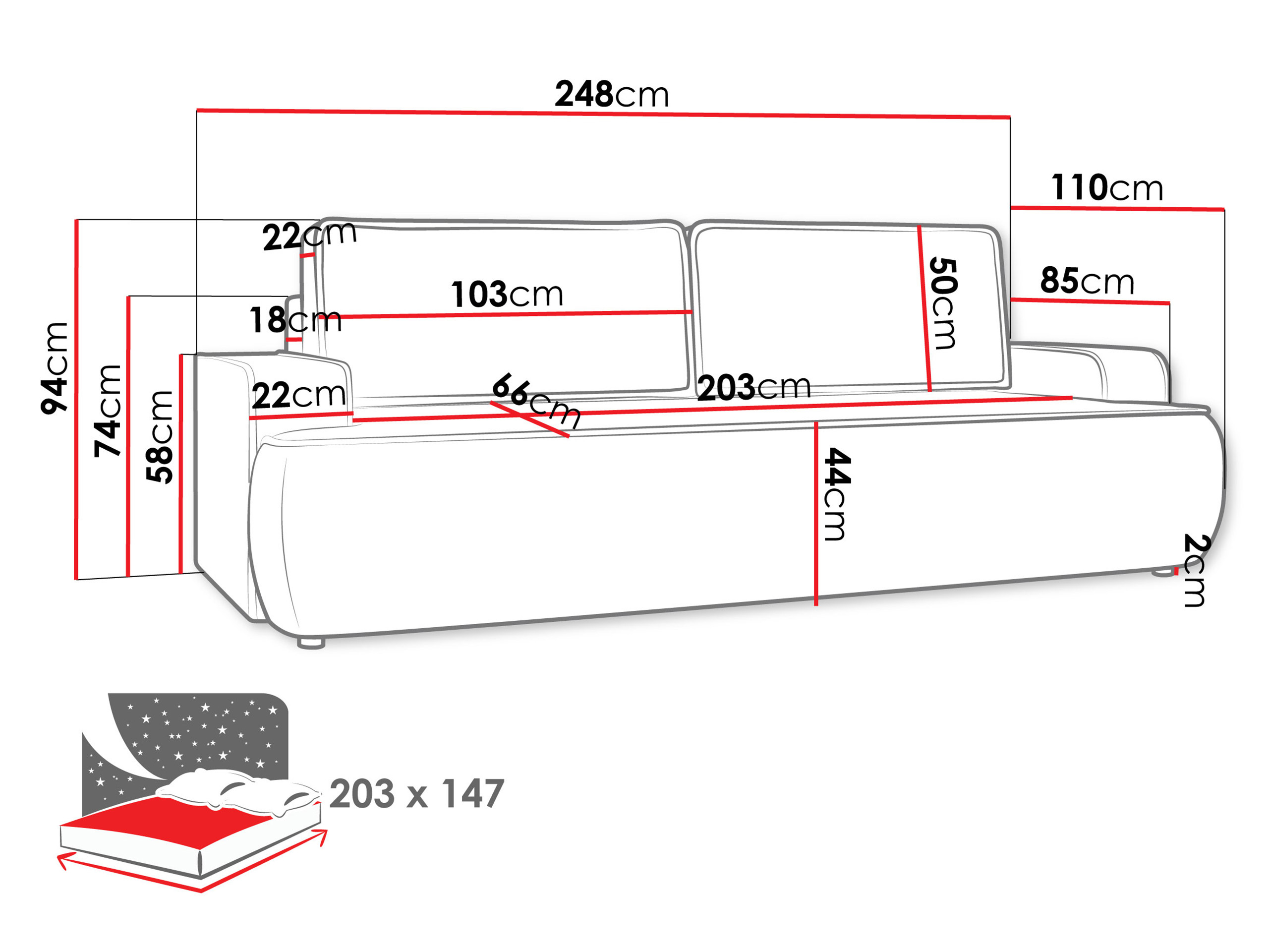 Kauč na razvlačenje Bountiful 103 (Velo 635)