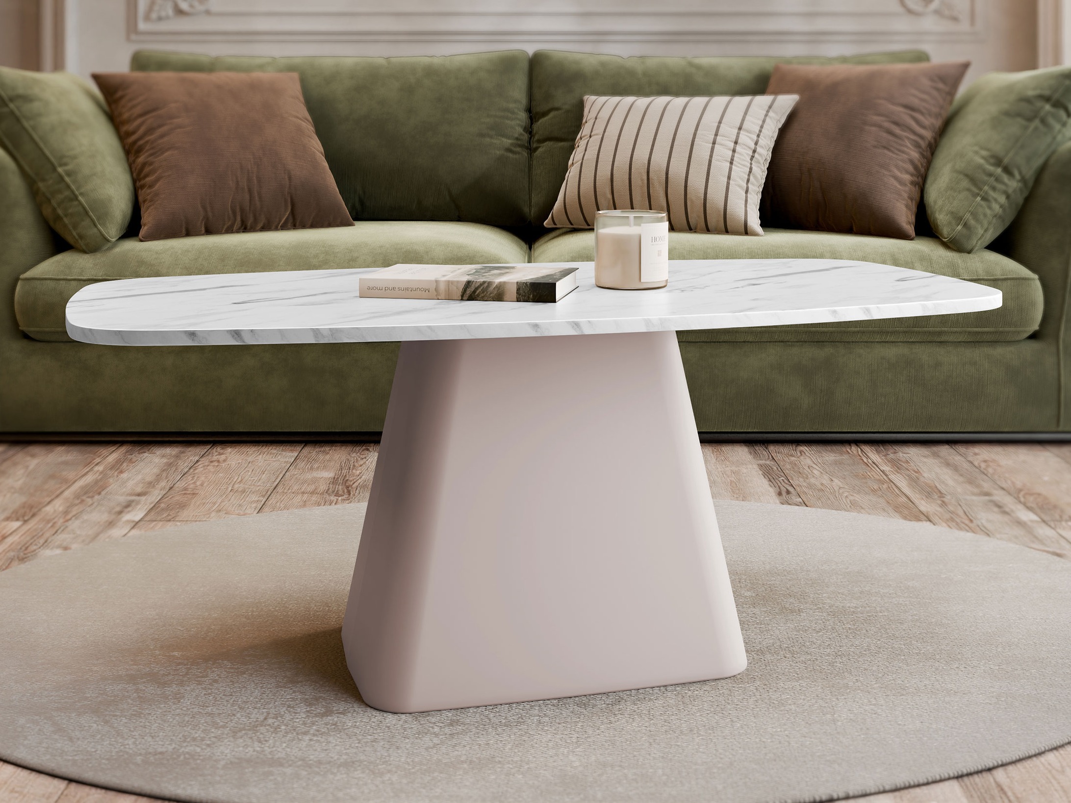 Stolić za kavu Oswego 158 (Bijeli mramor + Kašmir)