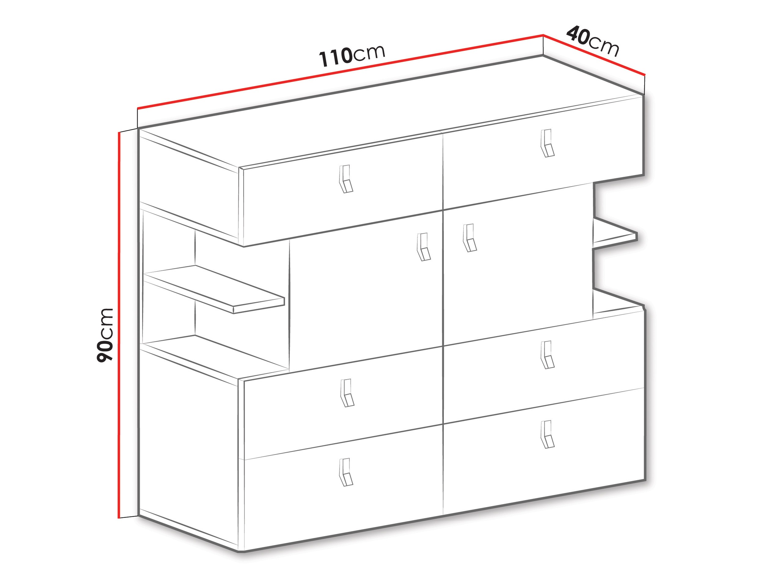 Komoda Camteso 106 (Bijela + Hrast + Tirkizna)