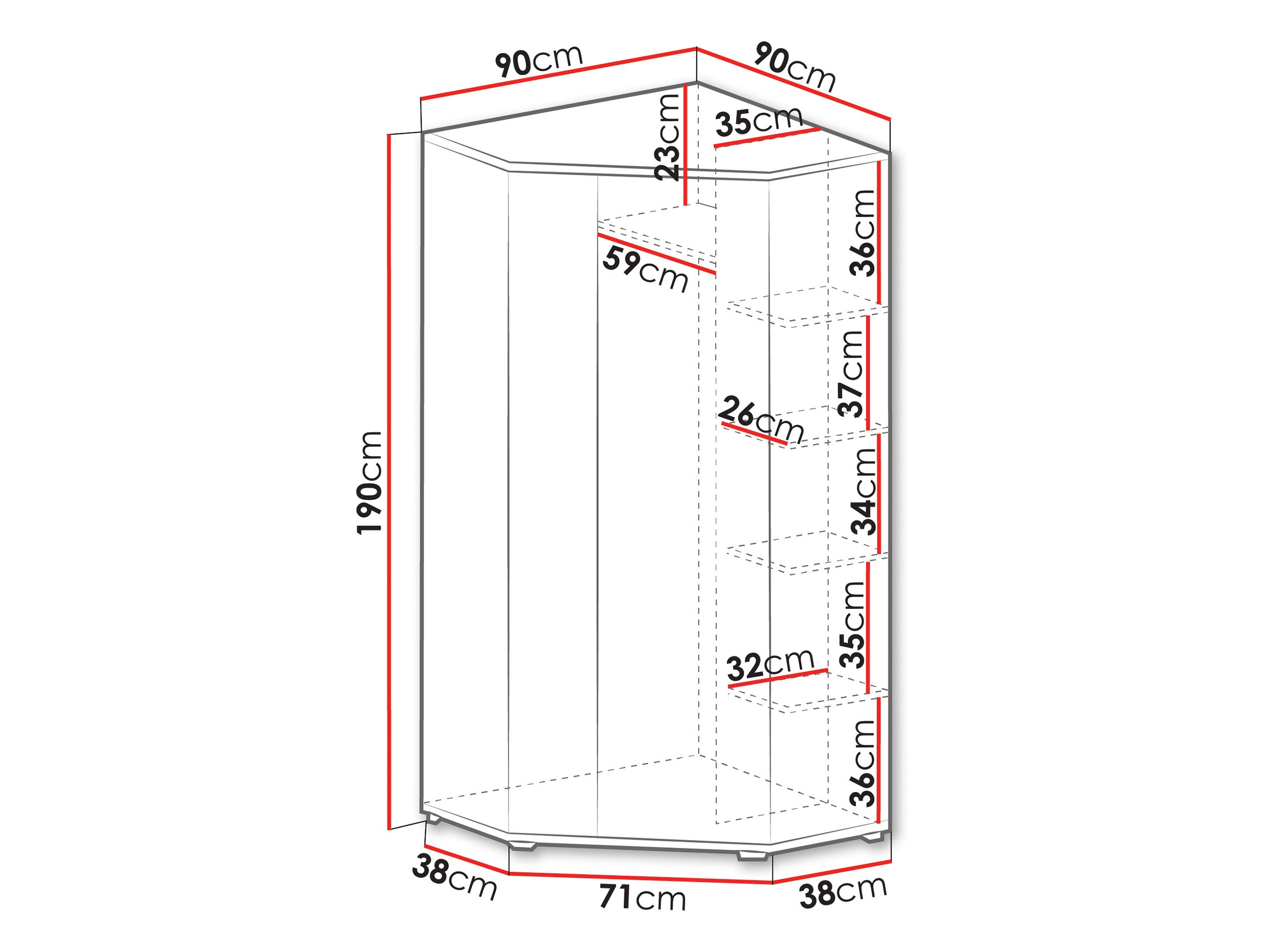 Kutni ormar Camteso 100 (Bijela + Hrast + Tirkizna)