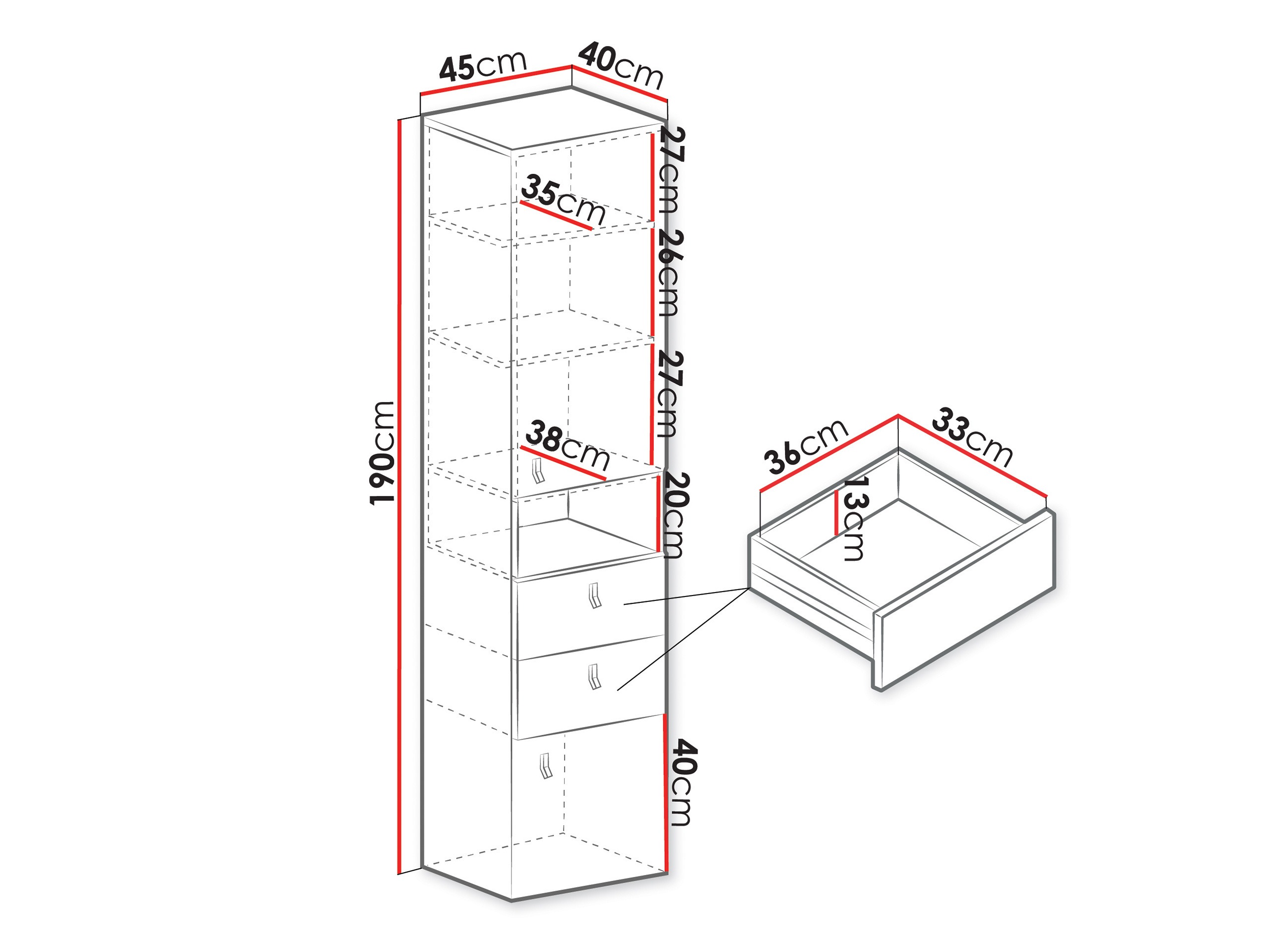 Polica Camteso 102 (Bijela + Hrast + Tirkizna)