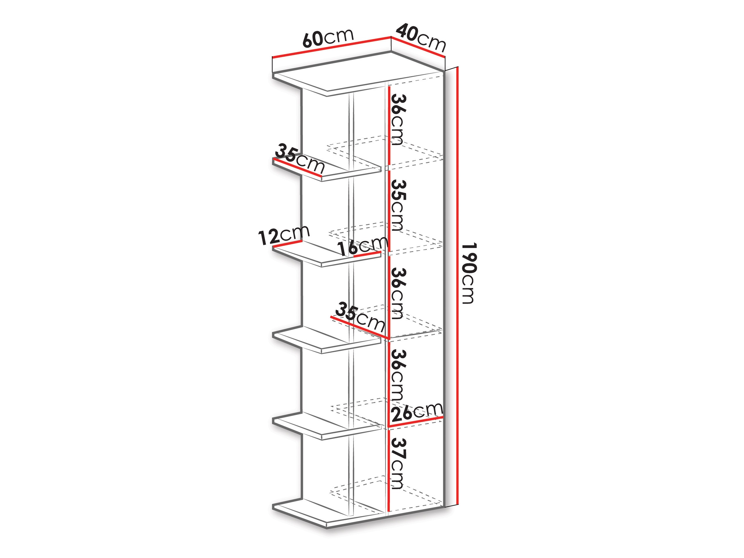 Polica Camteso 103 (Bijela + Hrast + Tirkizna)