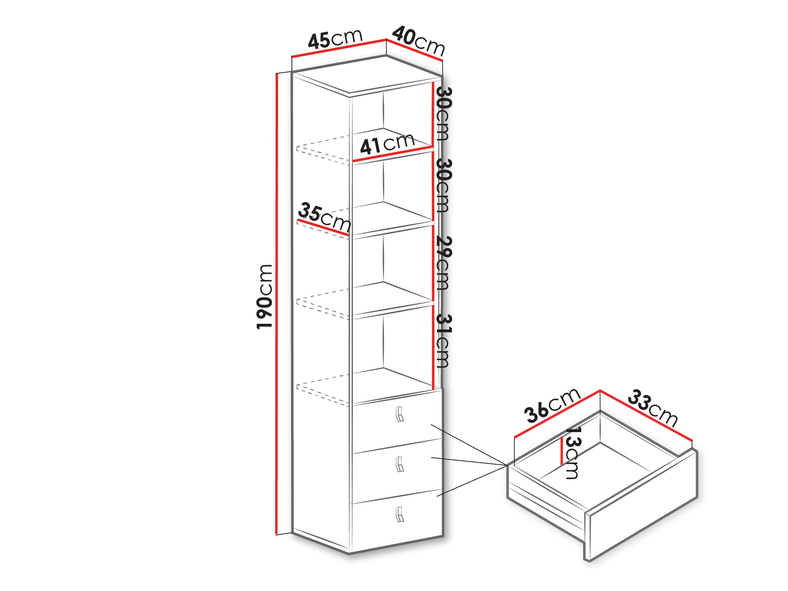 Polica Camteso 104 (Bijela + Hrast + Tirkizna)