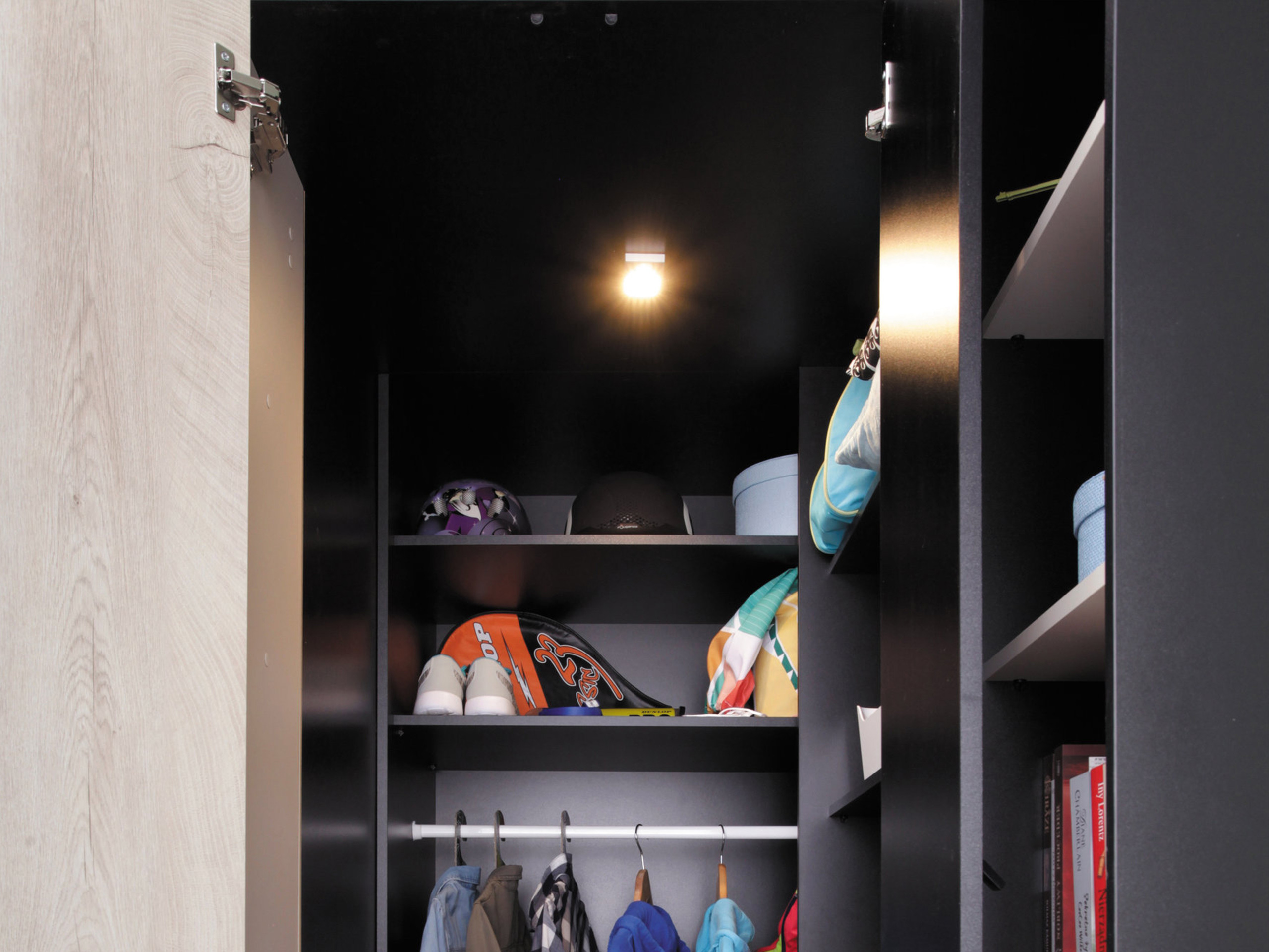 Kutni ormar Camteso 113 (Bijela + Hrast + Tirkizna)