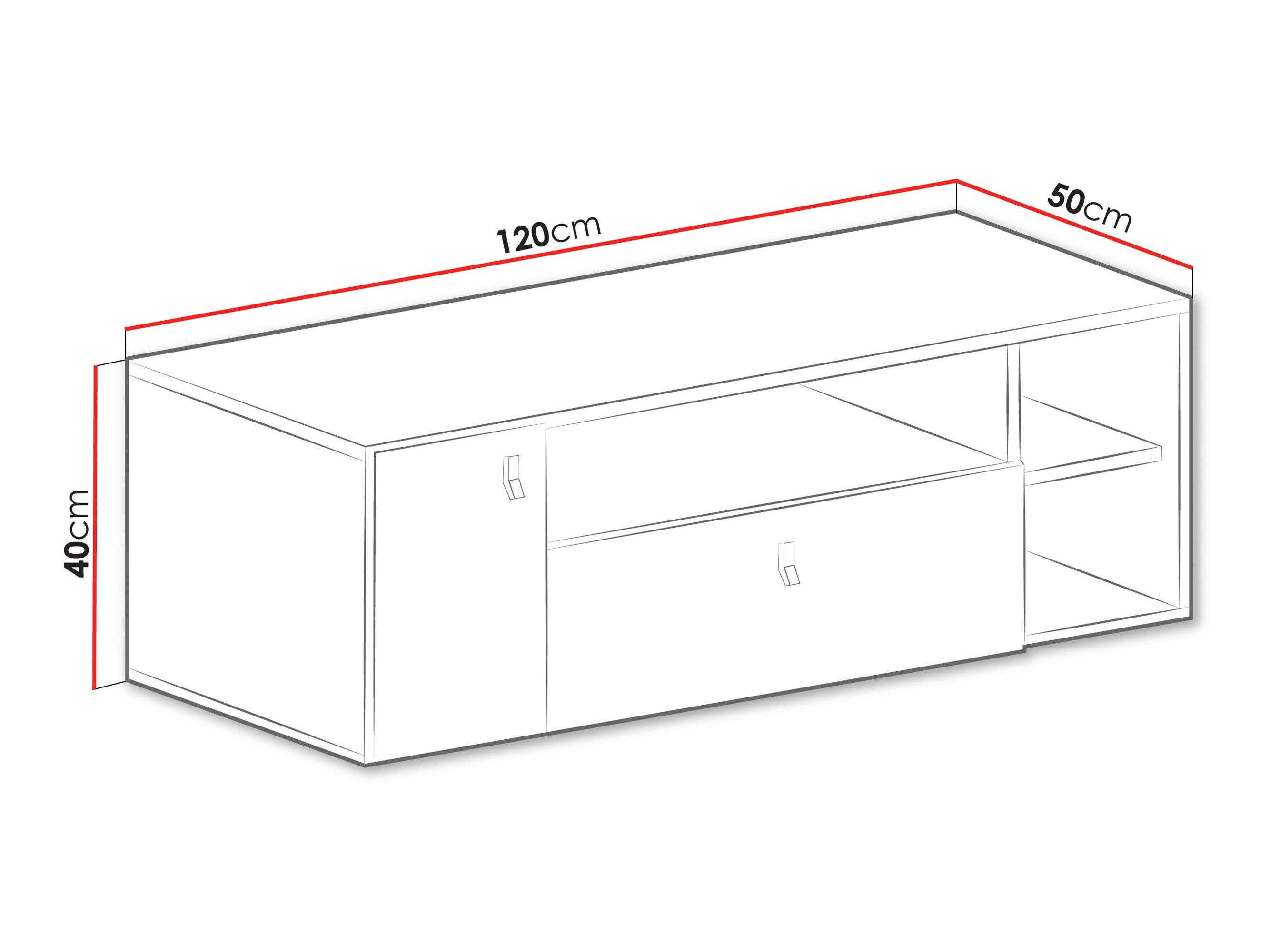 TV stol Camteso 108 (Bijela + Hrast + Tirkizna)