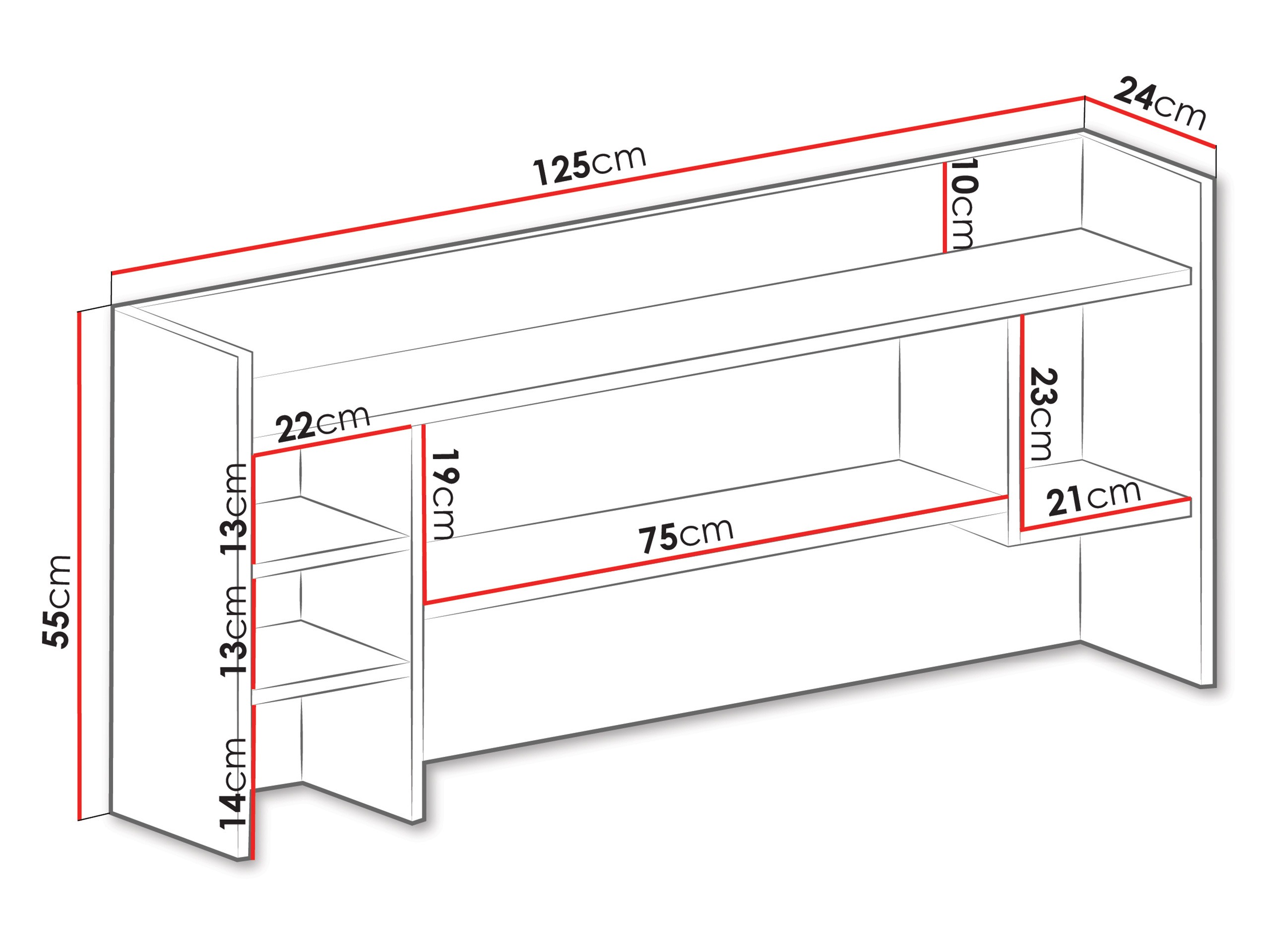 Zidna polica Camteso 109 (Bijela + Hrast + Tirkizna)