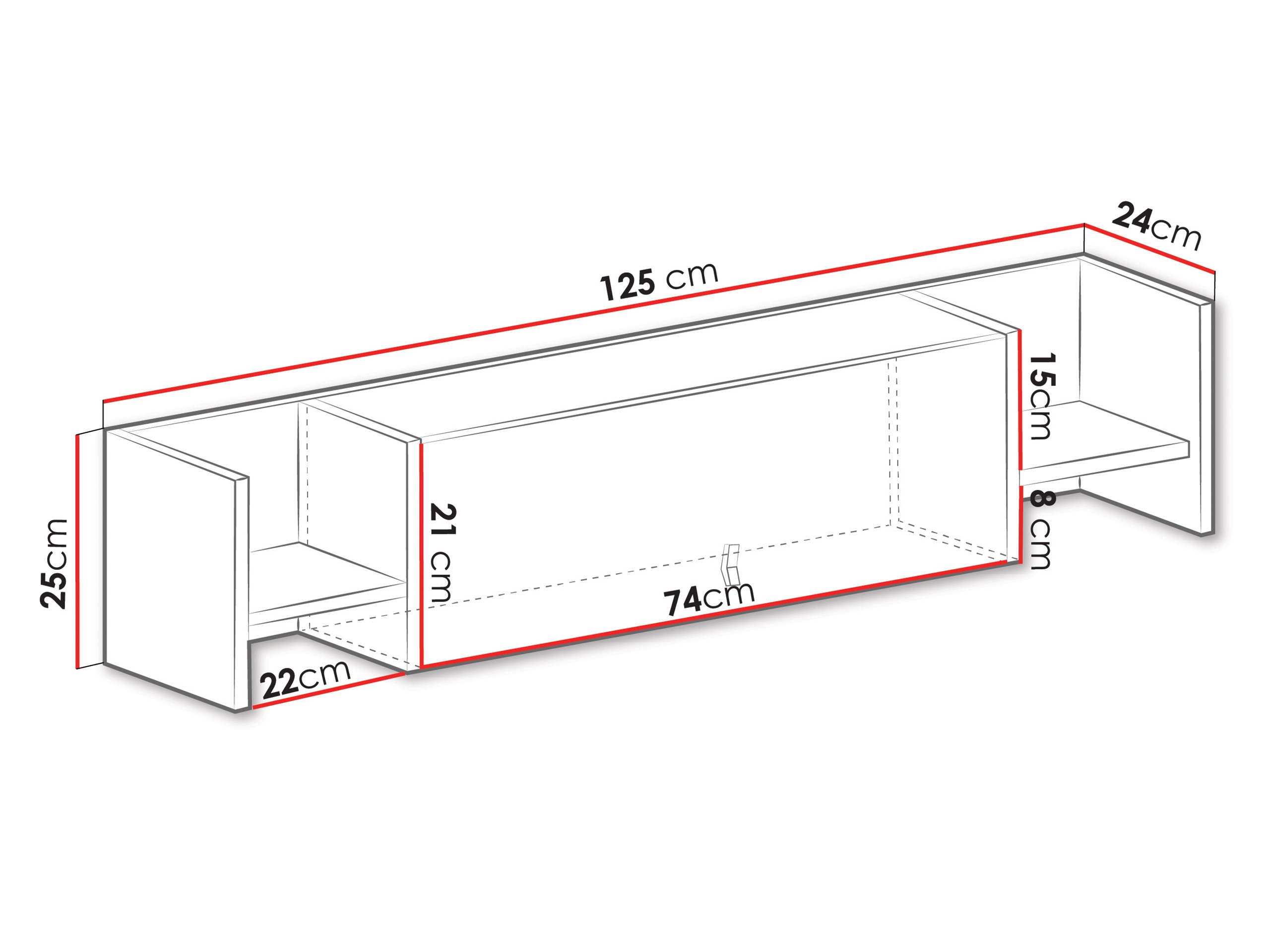 Zidna polica Camteso 110 (Bijela + Hrast + Tirkizna)