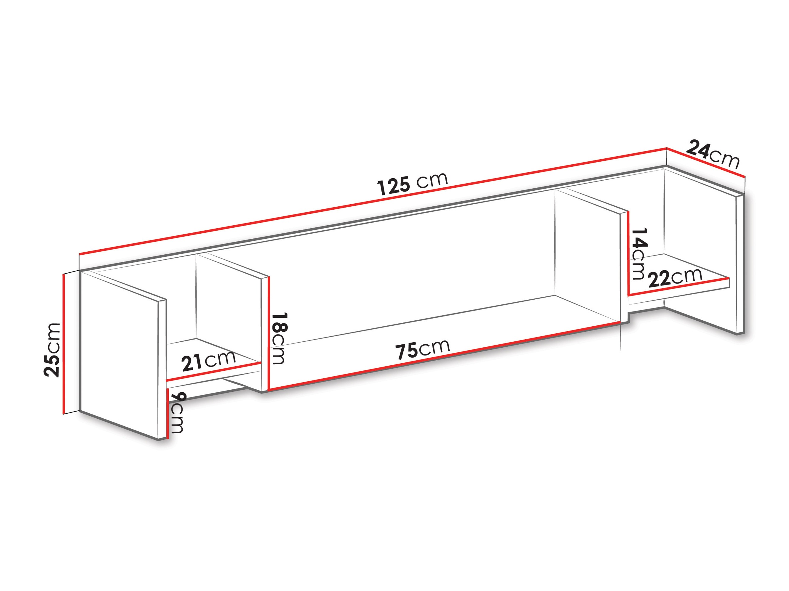 Zidna polica Camteso 111 (Bijela + Hrast + Tirkizna)