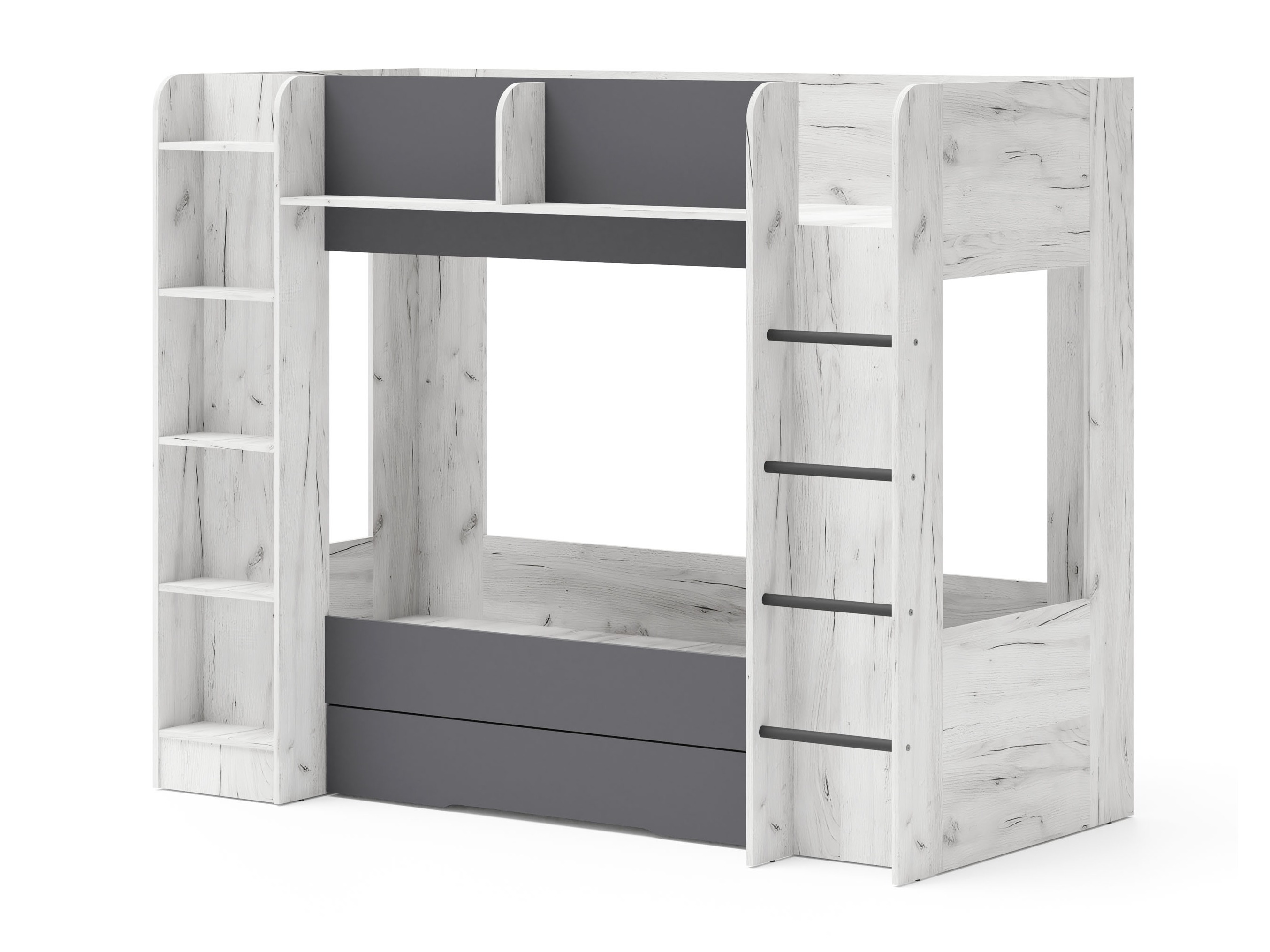 Krevet na kat Elitenu 102 (Bijela Craft + Grafit)