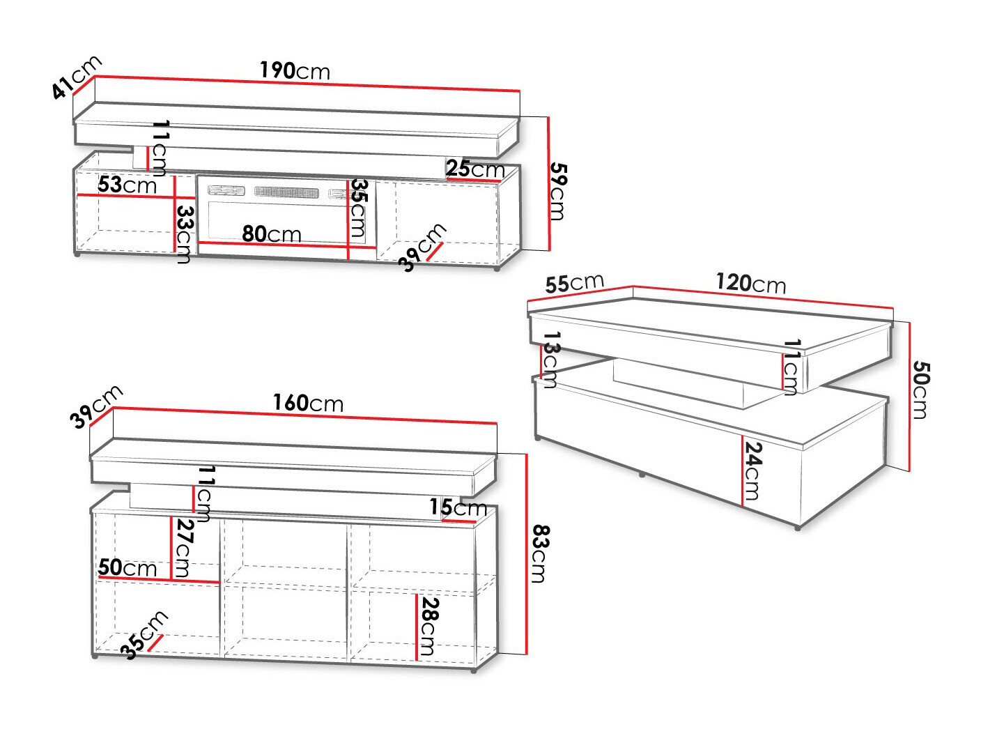 Set za dnevni boravak Monfero 106 (Bijela + Sjajno bijela)