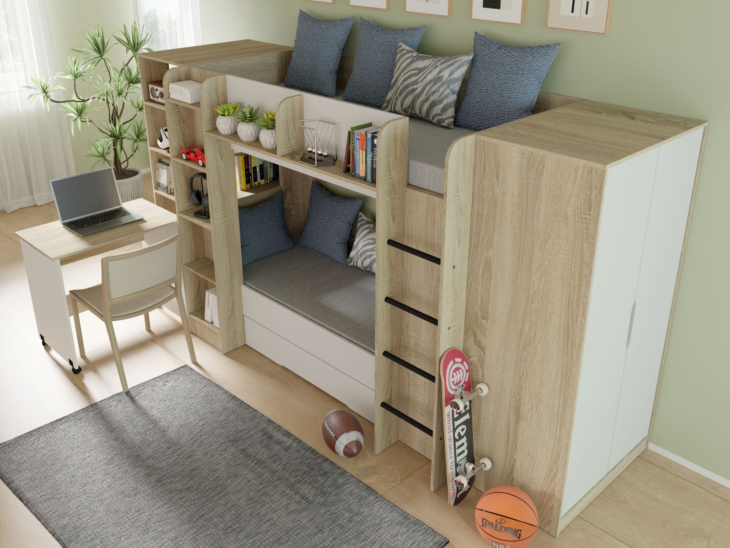 Uredski stol Elitenu 100 (Sonoma hrast + Bijela)