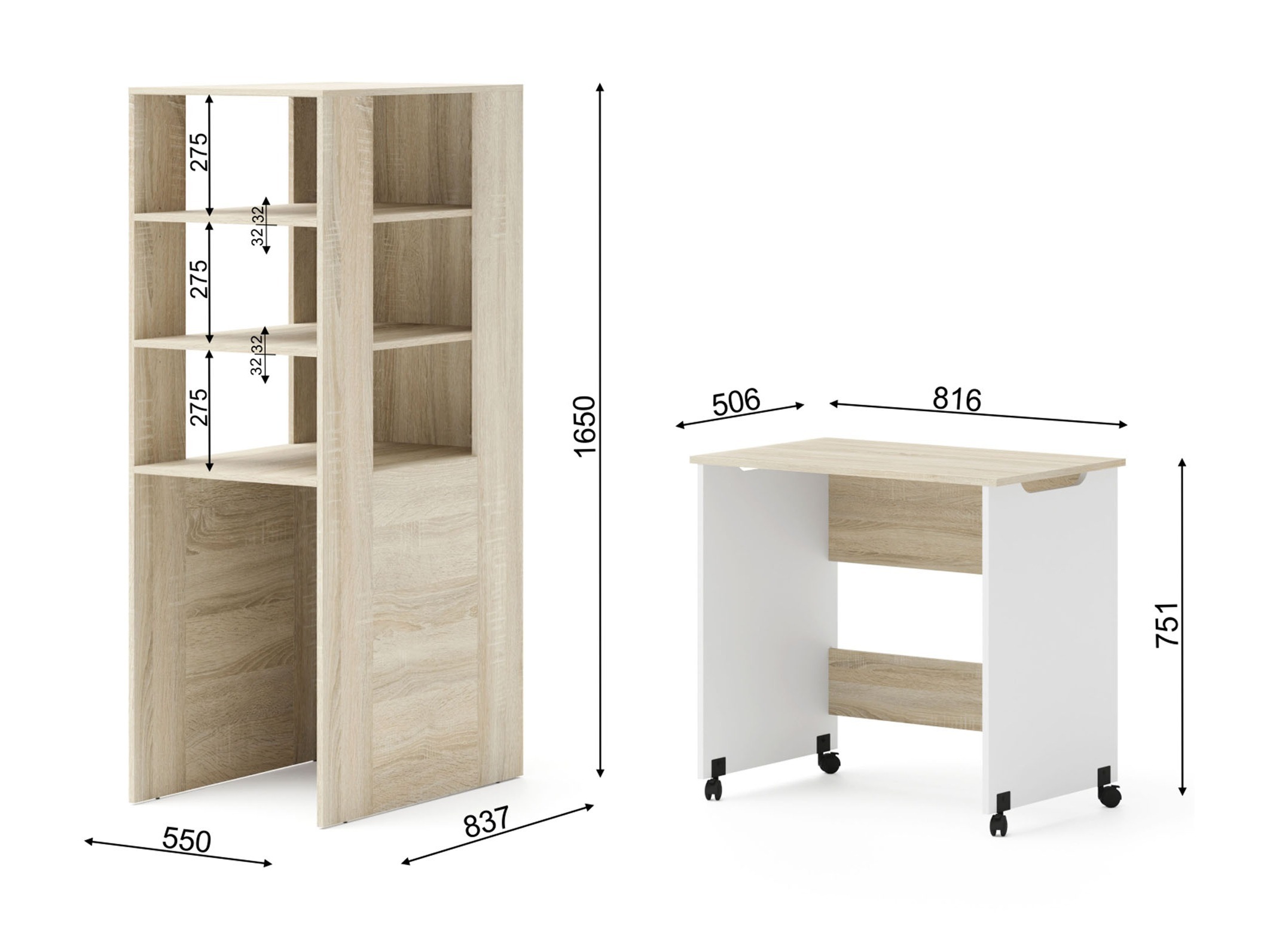 Set za dječju sobu Elitenu 105 (Sonoma hrast + Bijela)