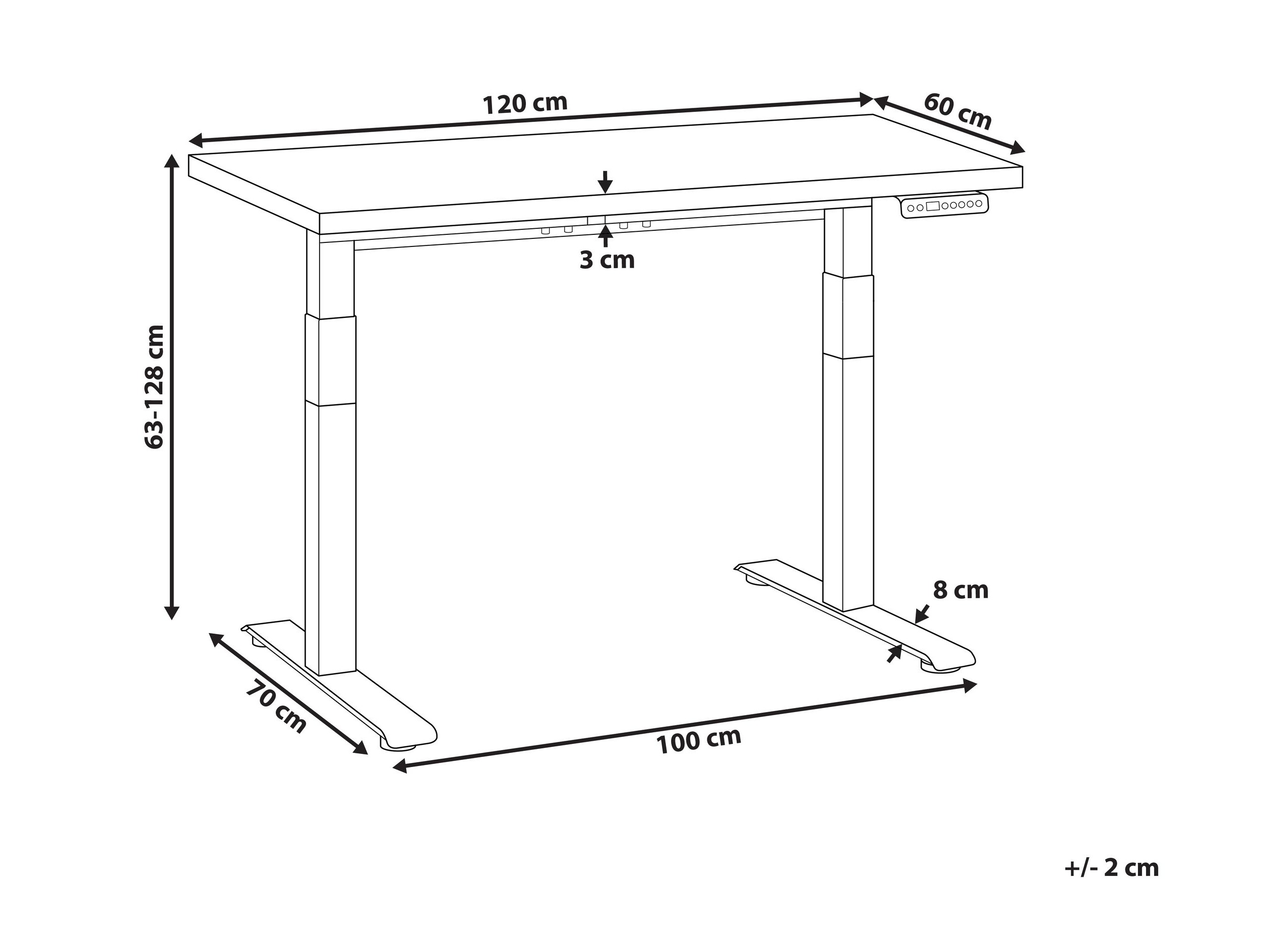 Radni stol podesiv po visini Berwyn 2863 (Svijetlo drvo + Bijela)