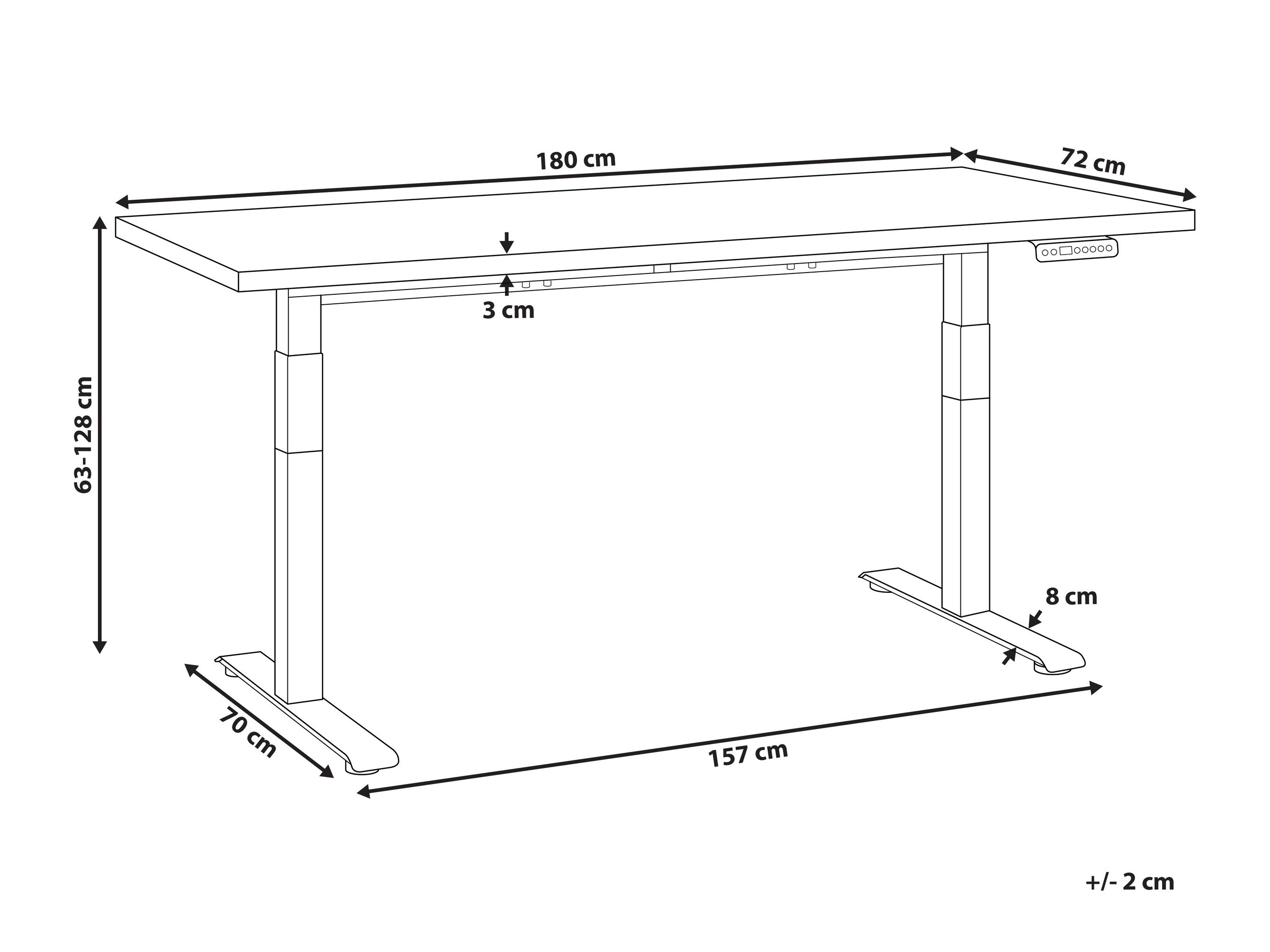 Radni stol podesiv po visini Berwyn 2865 (Svijetlo drvo + Bijela)