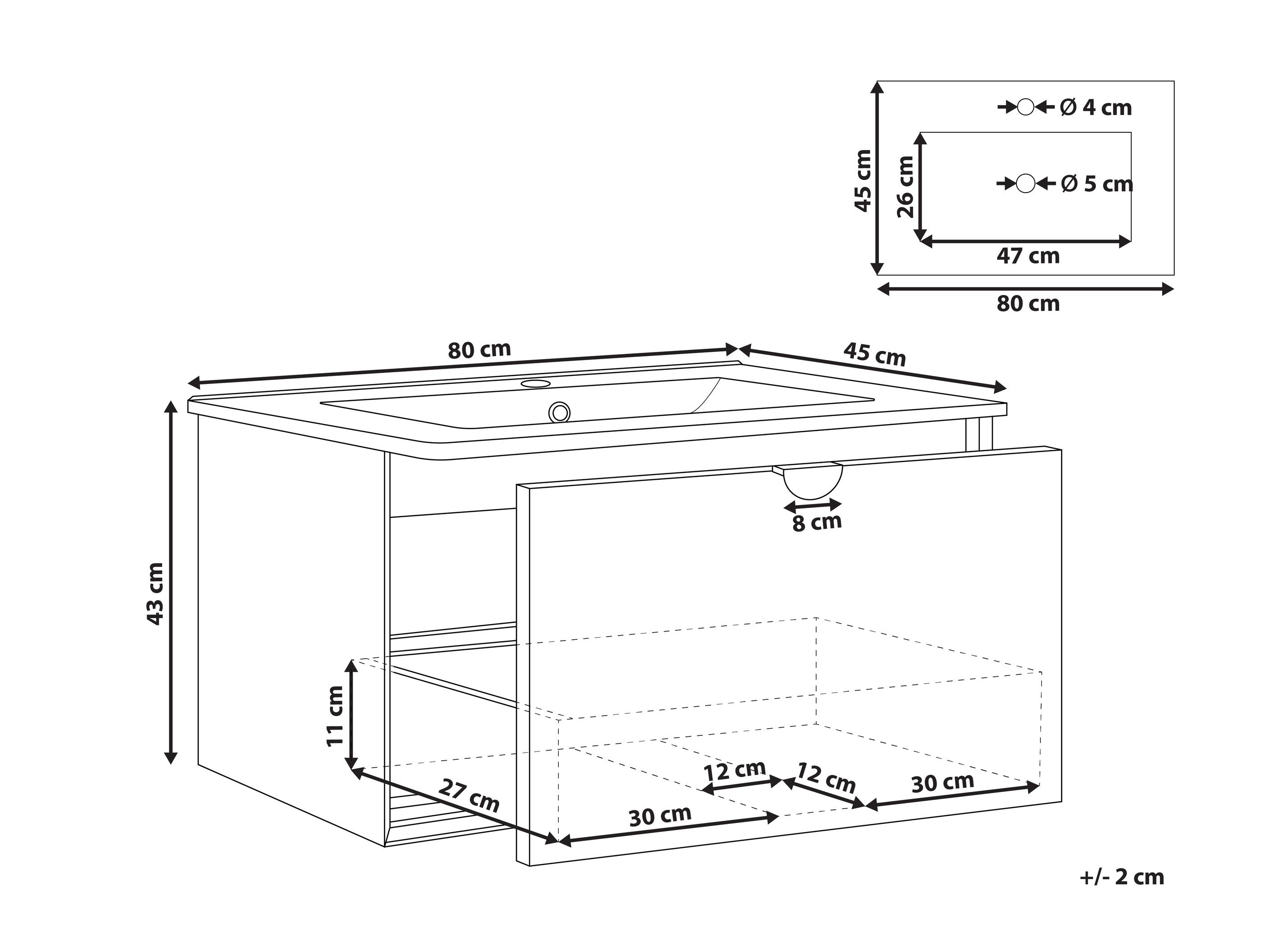 Zidni ormarić za umivaonik Berwyn 2871 (Crna)
