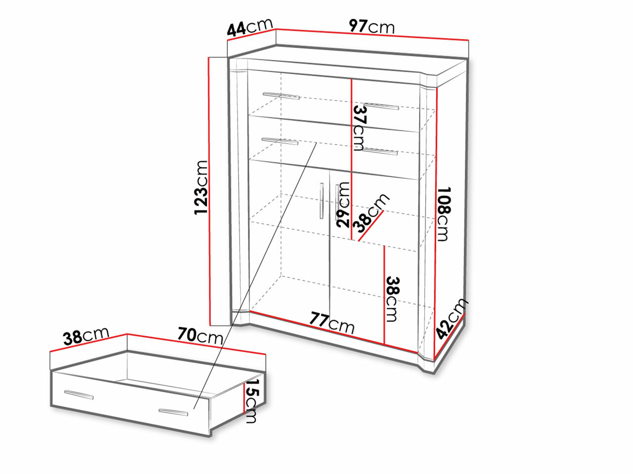 Komoda Lorelie 105 (Tartuf hrast)