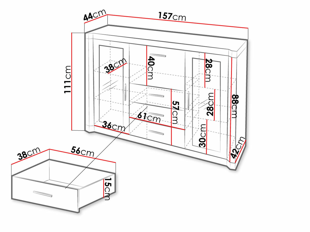 Komoda Lorelie 106 (Tartuf hrast)