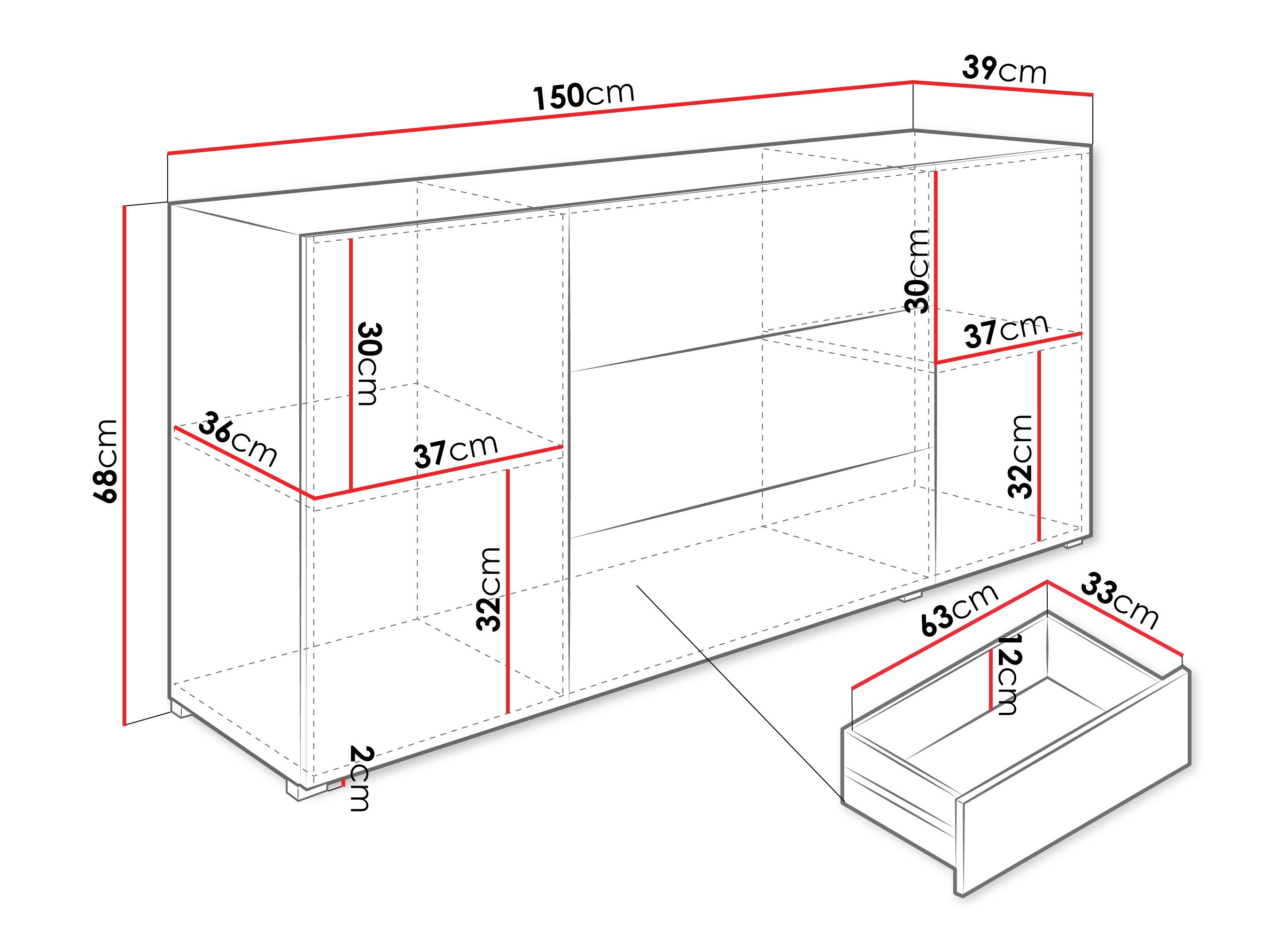 Komoda Sarasota 191 (Hrast Wotan + Grafit)