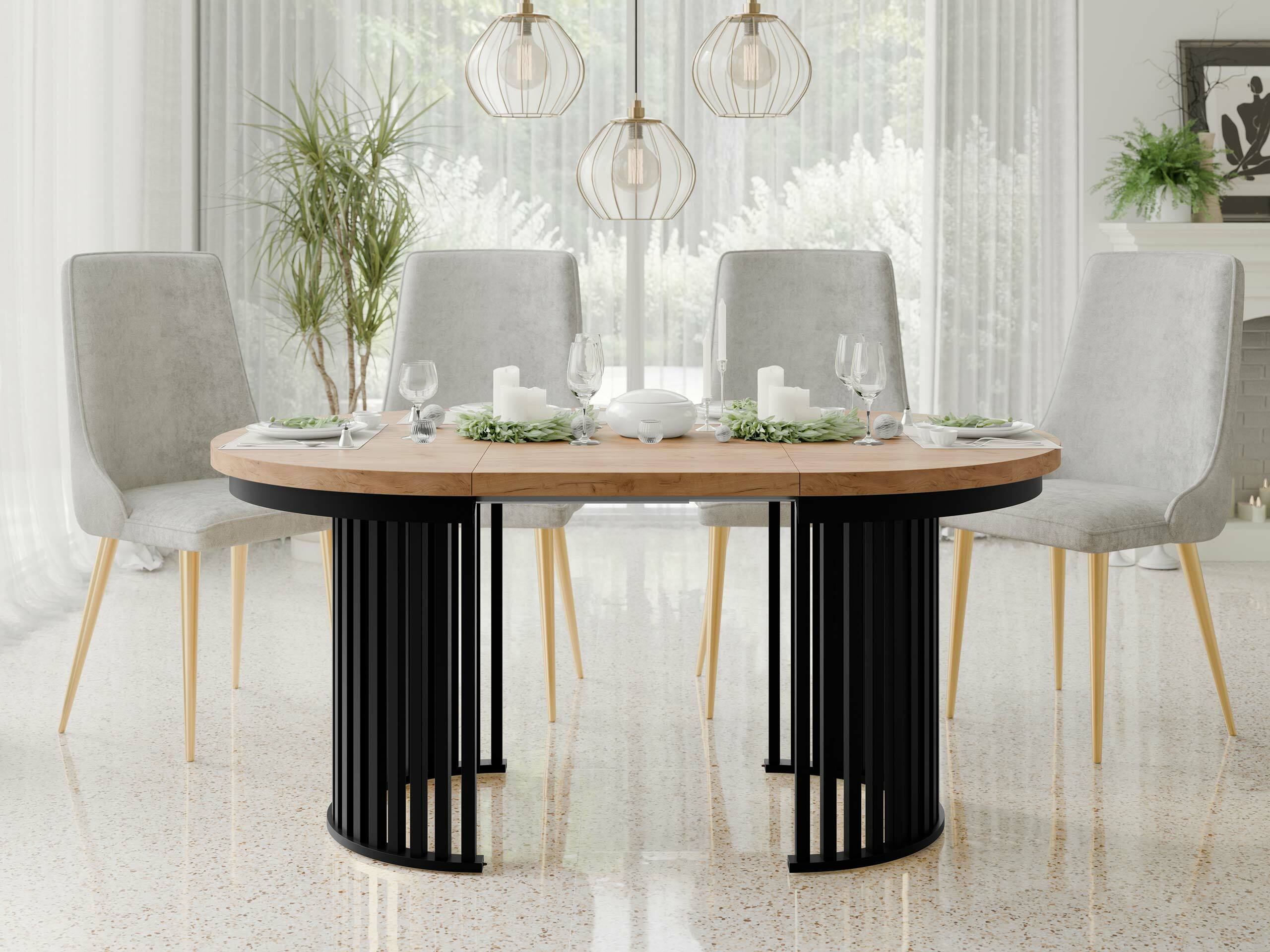 Stol Racine 145 (Zlatni hrast Craft + Crna)