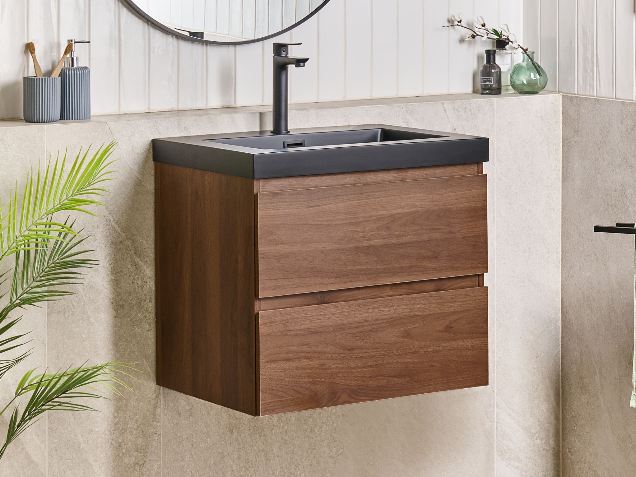 Zidni ormarić za umivaonik Berwyn 2872 (Tamno smeđa)