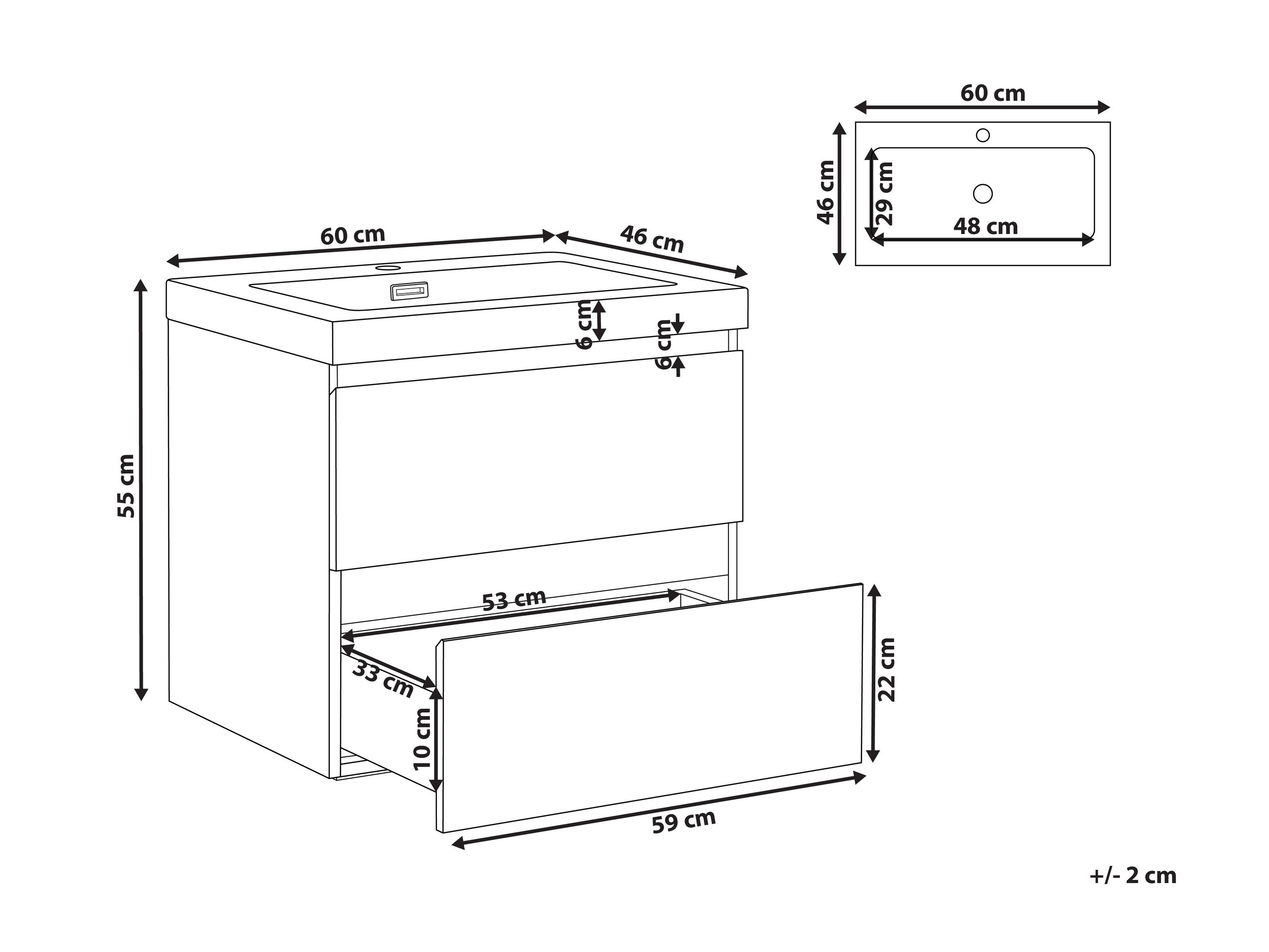 Zidni ormarić za umivaonik Berwyn 2872 (Tamno smeđa)