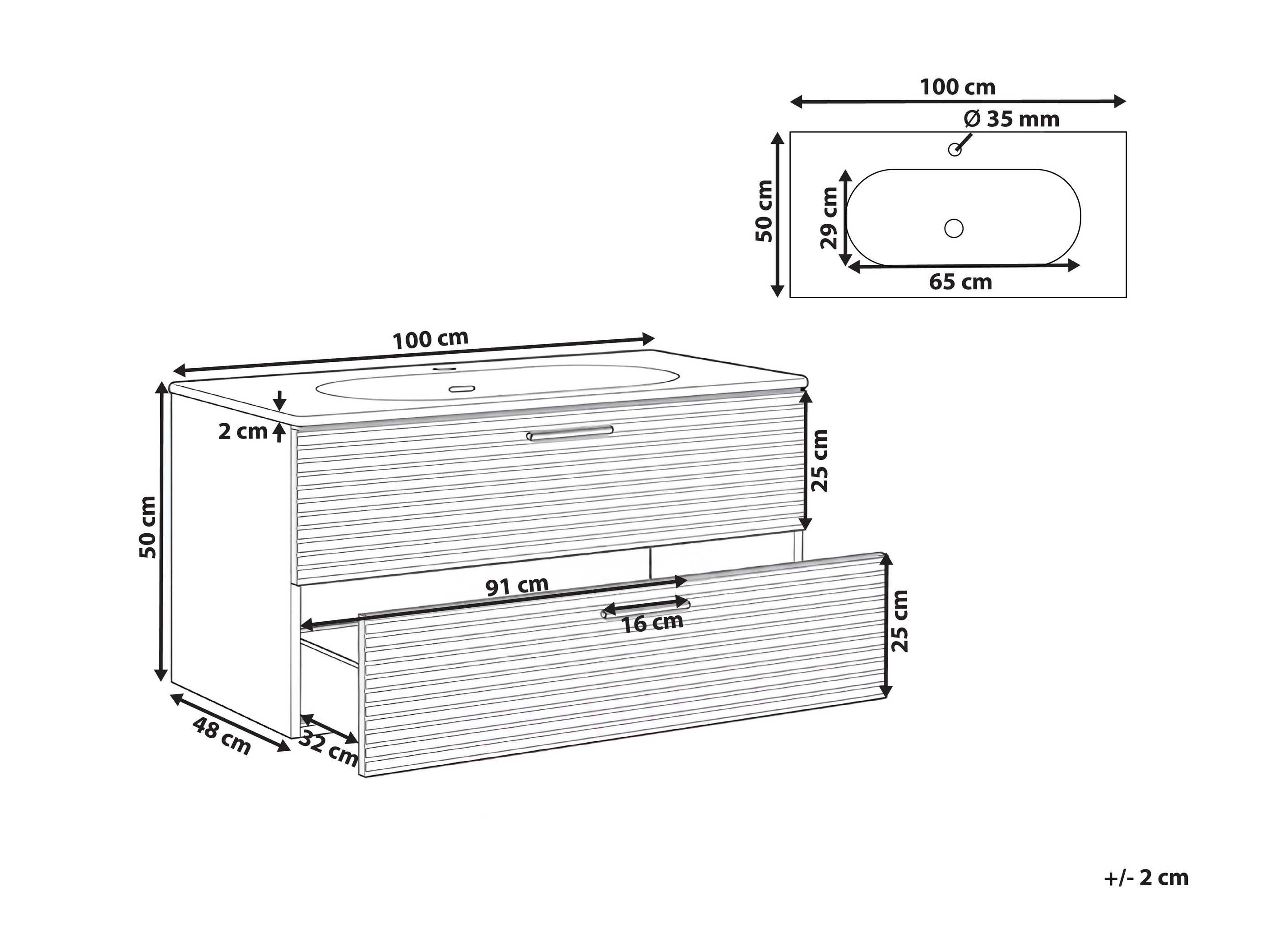 Zidni ormarić za umivaonik Berwyn 2874