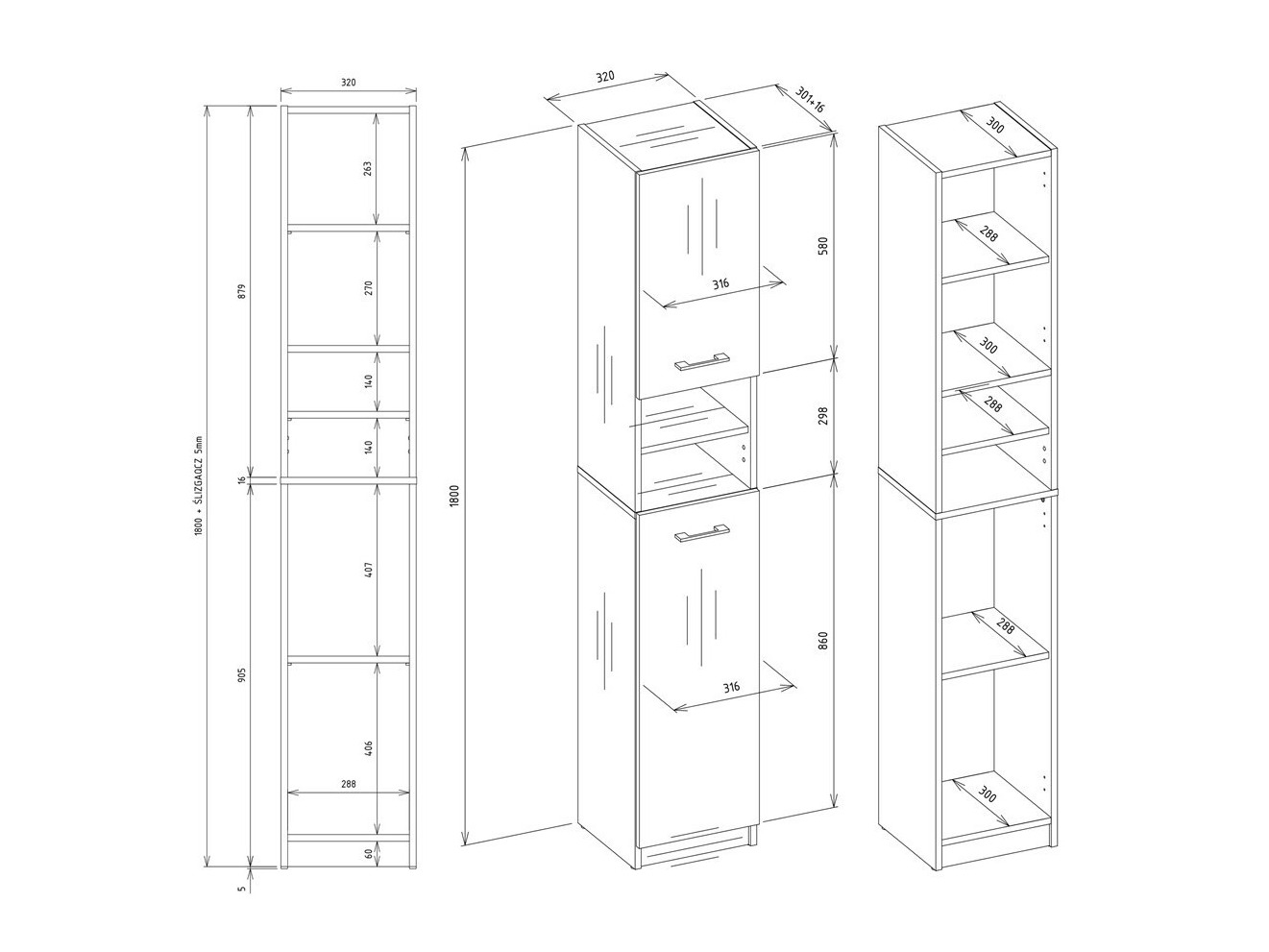 Samostojeći kupaonski ormarić Mandeville 152 (Antracit + Hrast Artisan)
