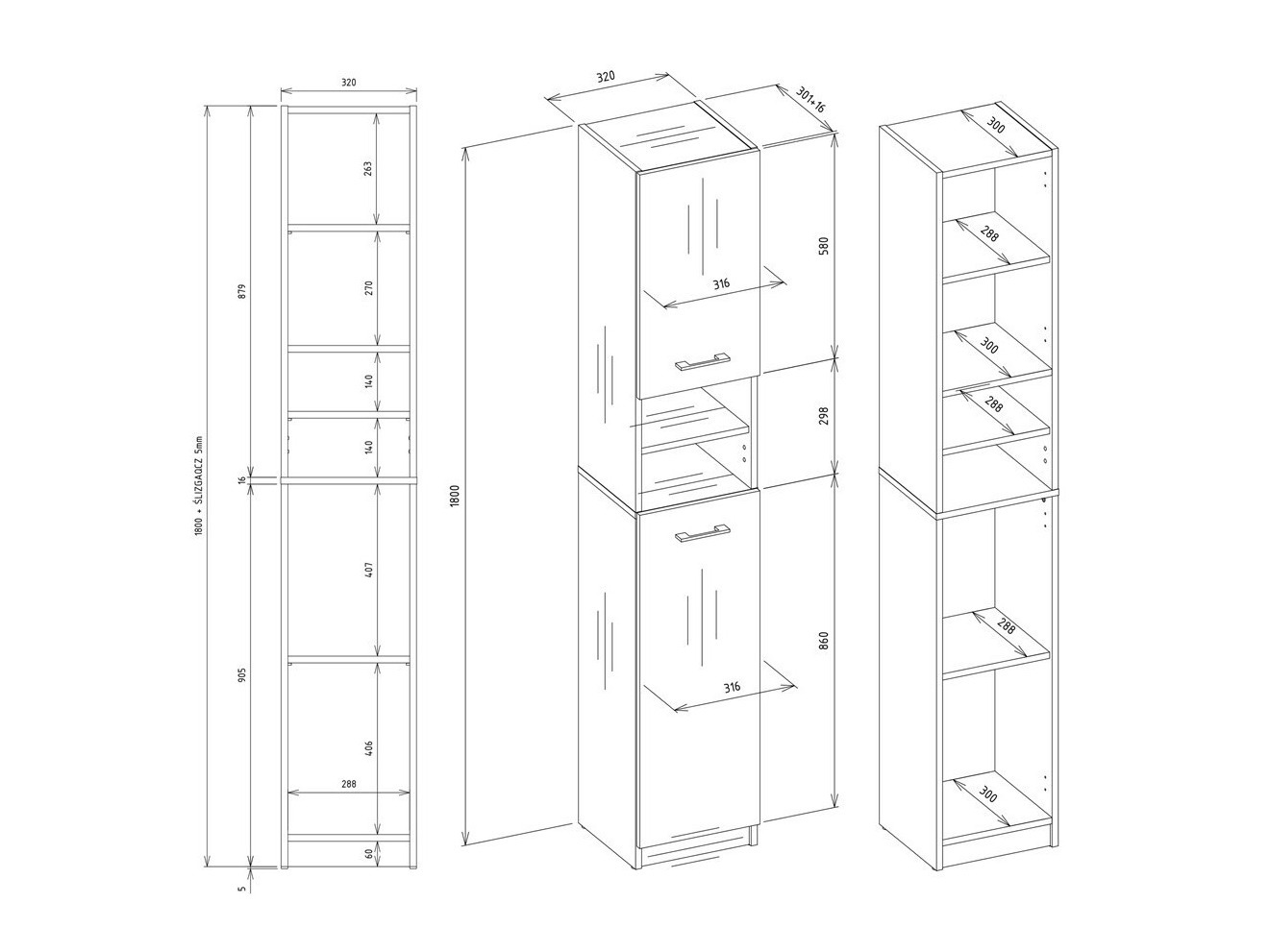 Samostojeći kupaonski ormarić Mandeville 152 (Bijela)