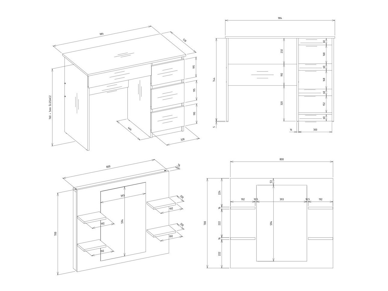 Toaletni stolić Mandeville 351 (Desno)