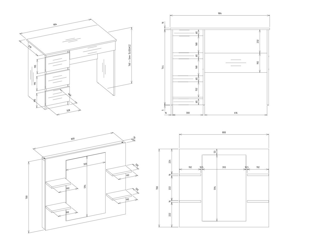 Toaletni stolić Mandeville 351 (Lijevo)