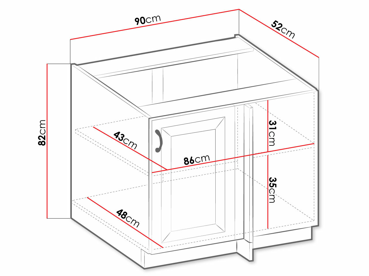 Modularni ormarić s vratima Retro White 100
