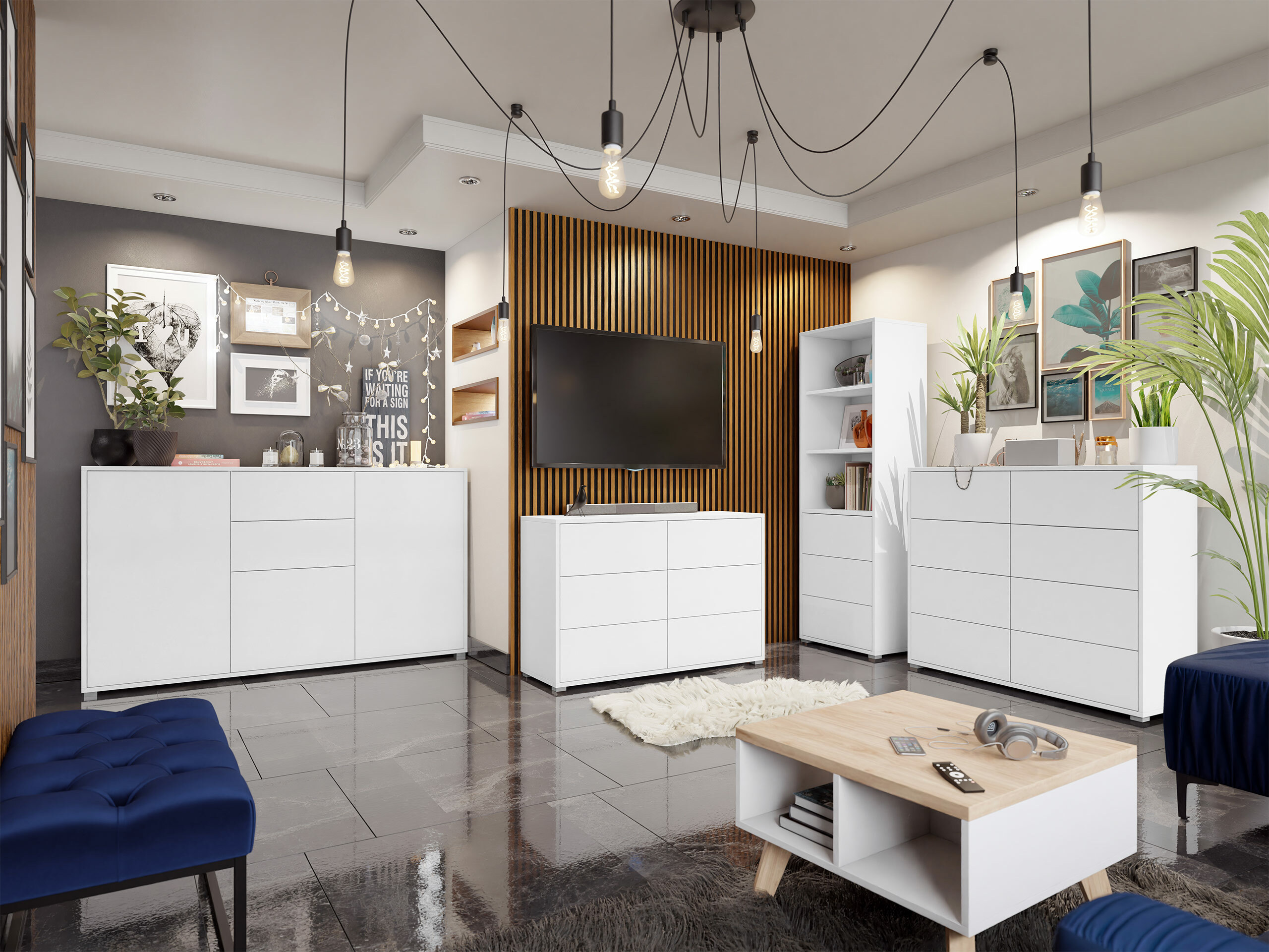 Set za dnevni boravak Comfivo Fersoe 108 (Bijela)