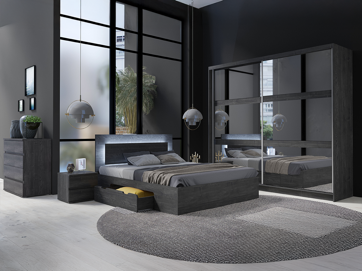 Set za spavaću sobu Fivnola 104 (Crni jasen)