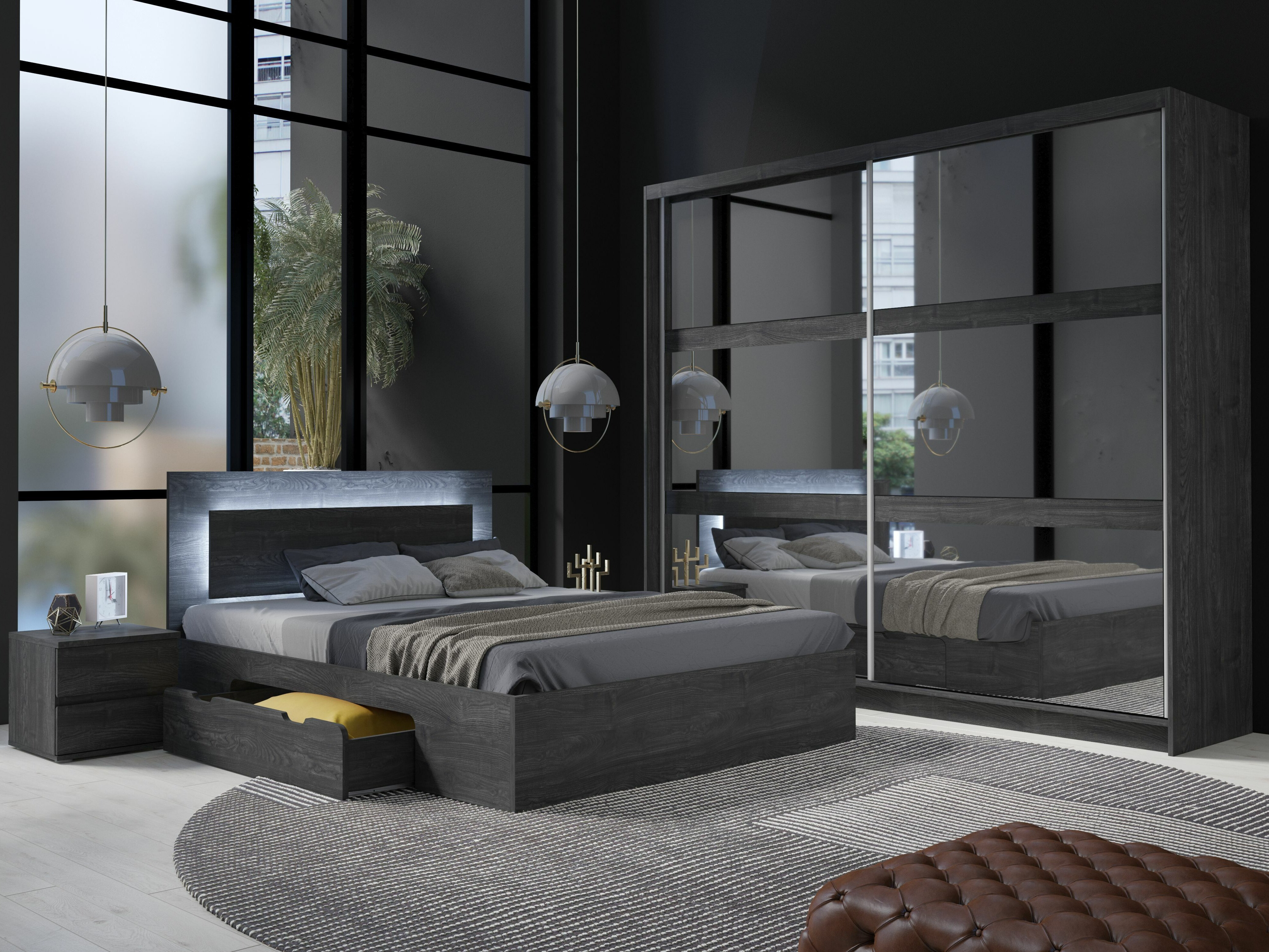 Set za spavaću sobu Fivnola 104 (Crni jasen)