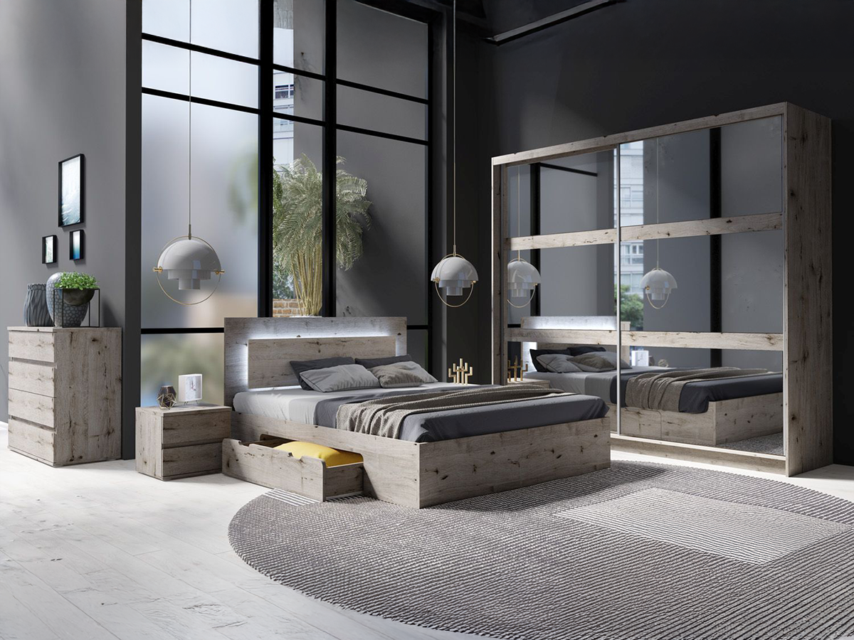 Set za spavaću sobu Fivnola 104 (Hrast Wellington)