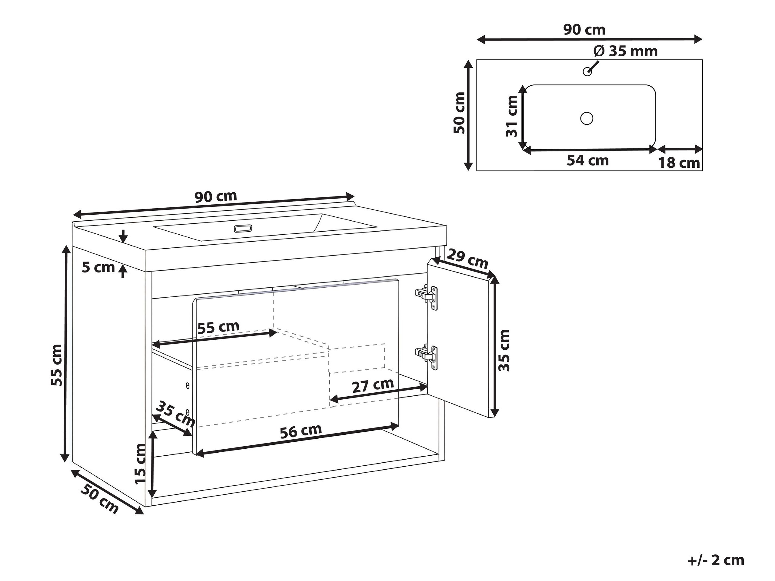 Zidni ormarić za umivaonik Berwyn 2897