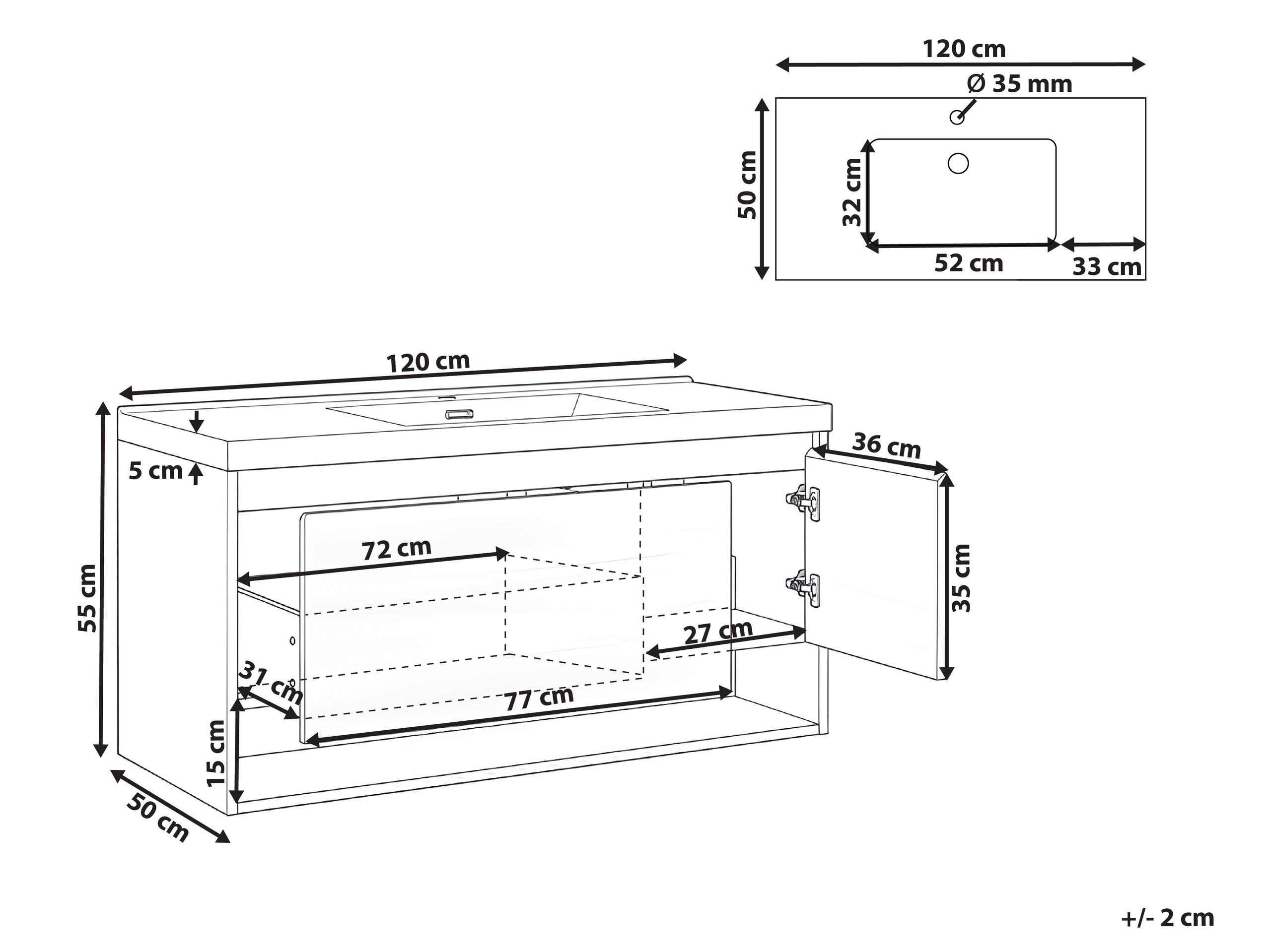 Zidni ormarić za umivaonik Berwyn 2898