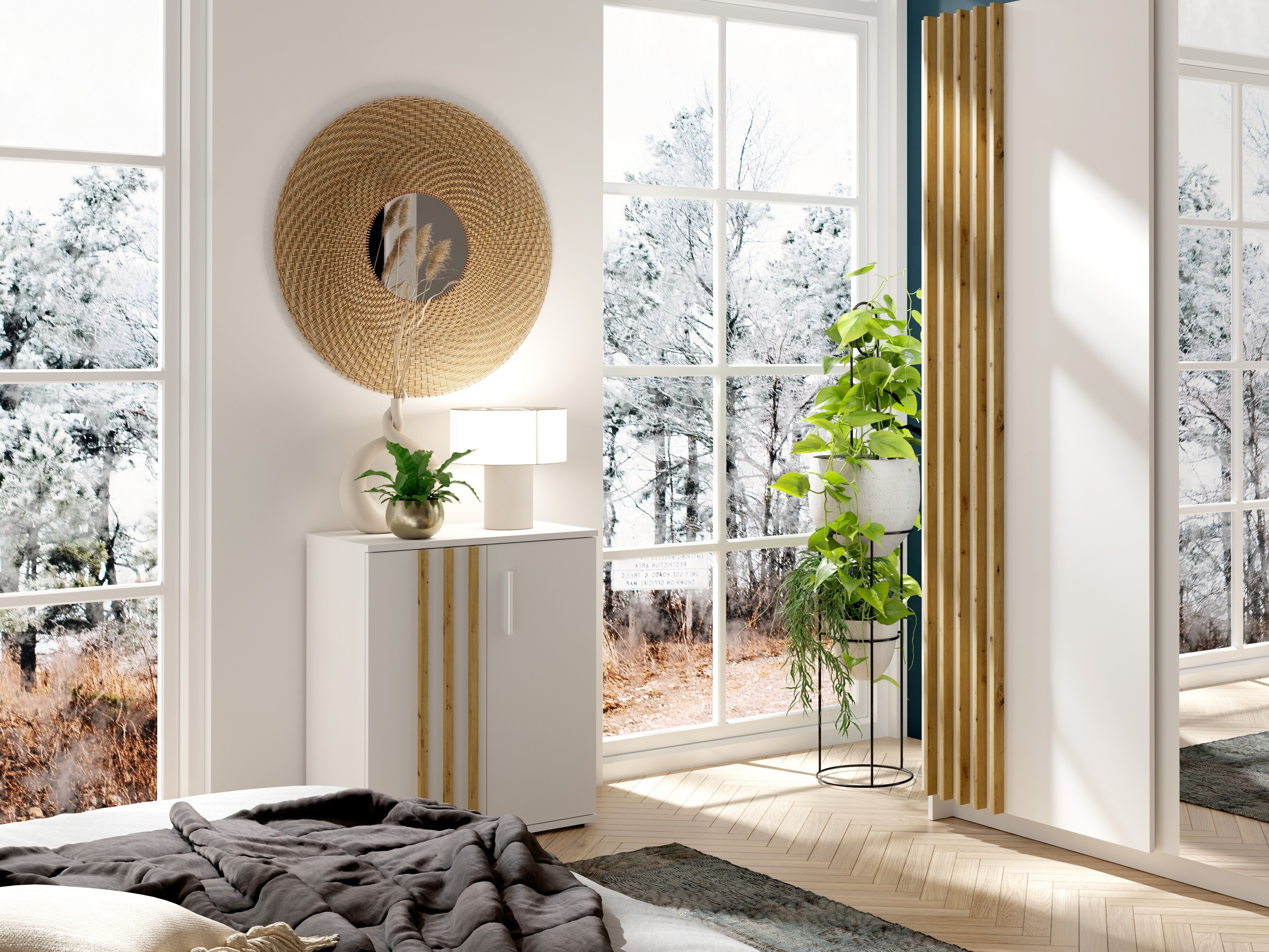 Komoda Baytown 158 (Bijela + Hrast Artisan)