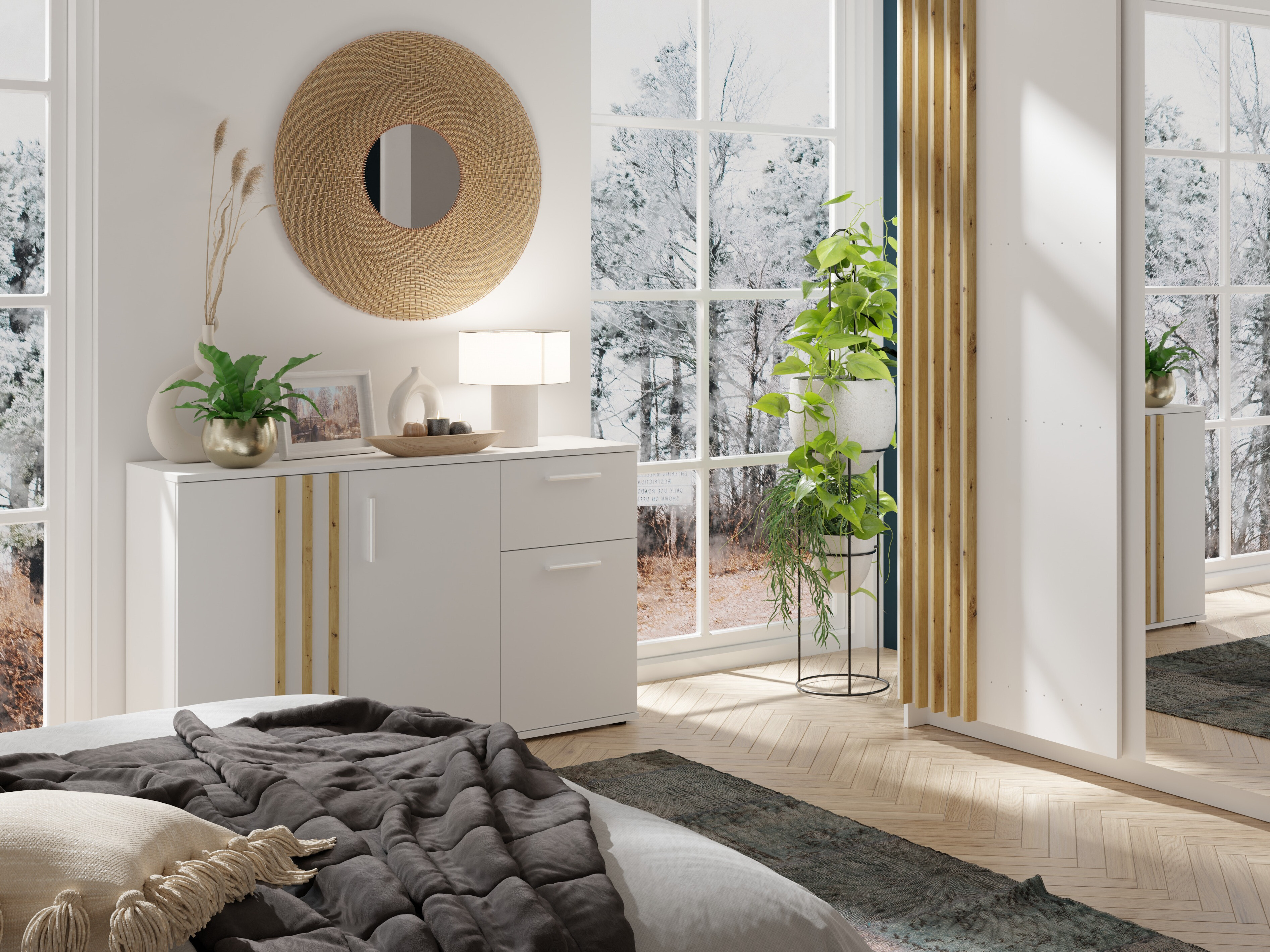 Komoda Baytown 159 (Bijela + Hrast Artisan)